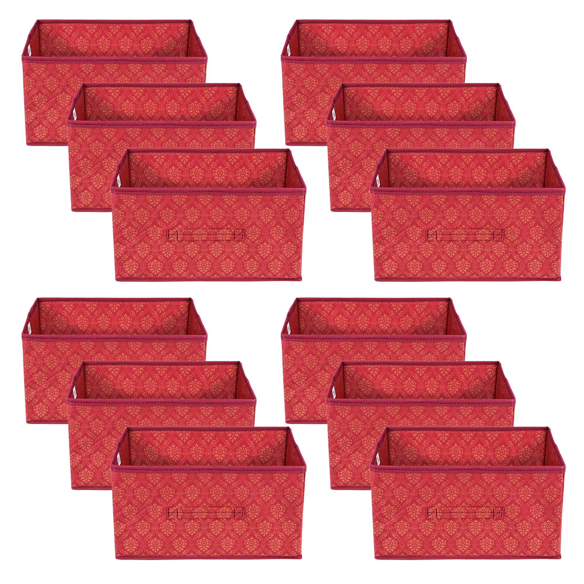 Kuber Industries Drawer Box | Foldable Clothes Organizer | Storage Bin for Clothes | Wardrobe Organizer for Books-Toys | Closet Storage Box with Handle | Golden-Printed | Maroon