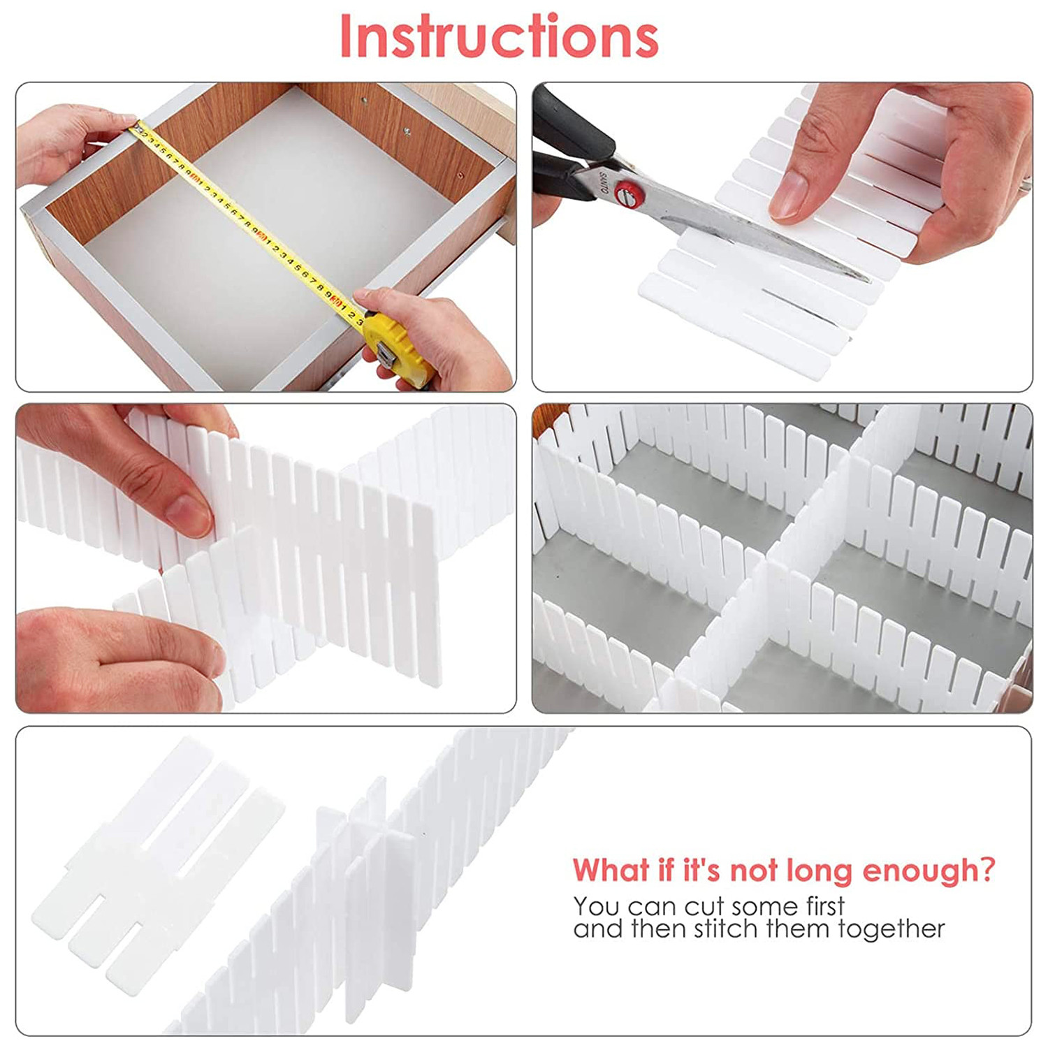 Kuber Industries Drawer Divider|Plastic Adjustable Drawer Organizer|Flexible Drawer Dividers For Socks|Tie|Makeup|Kitchen|Dresser|(Assorted)