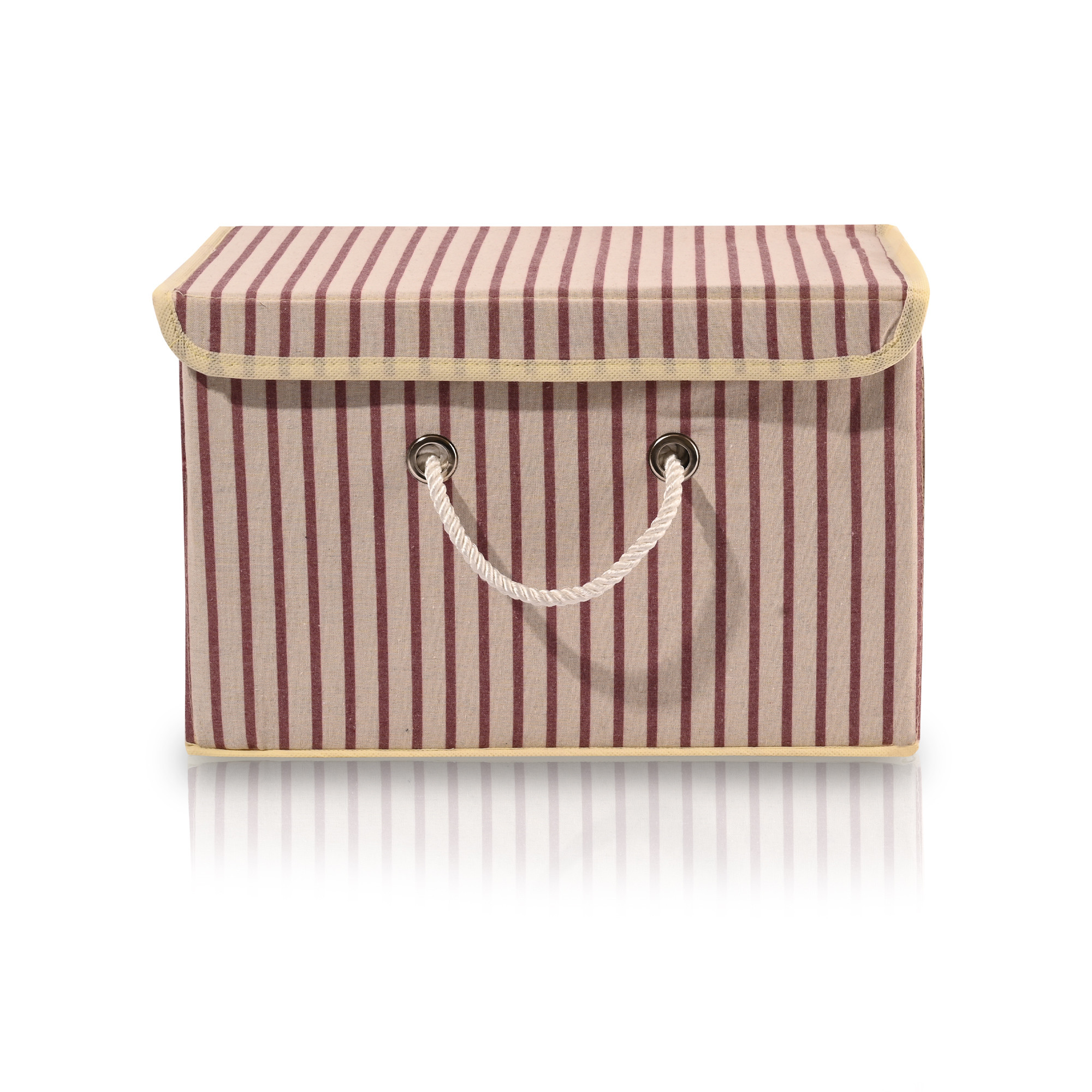 Kuber Industries Drawer Organizer    Foldable Storage Box  Cotton Clothes Organizer for Wardrobe  Lid  Handle  Lining-Print  Cloth Organizer  Cupboard Organizer  Cream