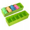 Drawer Organizer | Plastic Undergarment Organizer for Socks-Ties | Stackable Drawer Divider Box | Closet Storage Box | 5 Grid Stationery Organizer | Pack of 2 | Green
