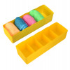 Drawer Organizer | Plastic Undergarment Organizer for Socks-Ties | Stackable Drawer Divider Box | Closet Storage Box | 5 Grid Stationery Organizer | Pack of 2 | Yellow