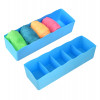 Drawer Organizer | Plastic Undergarment Organizer for Socks-Ties | Stackable Drawer Divider Box | Closet Storage Box | 5 Grid Stationery Organizer | Pack of 2 | Blue