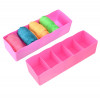 Drawer Organizer | Plastic Undergarment Organizer for Socks-Ties | Stackable Drawer Divider Box | Closet Storage Box | 5 Grid Stationery Organizer | Pack of 2 | Pink