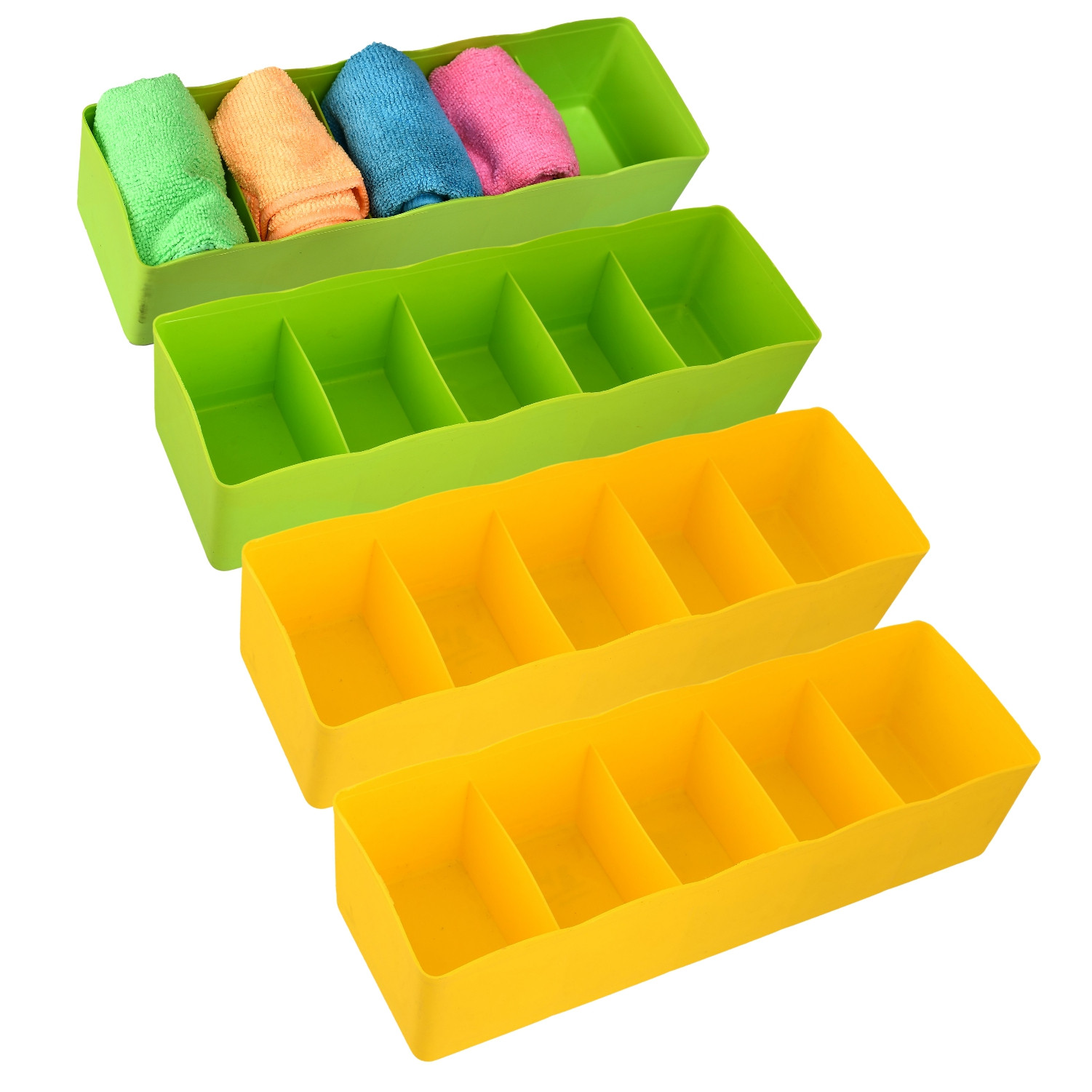 Kuber Industries Drawer Organizer | Plastic Undergarment Organizer for  Socks-Ties | Stackable Drawer Divider Box | Closet Storage Box | 5 Grid