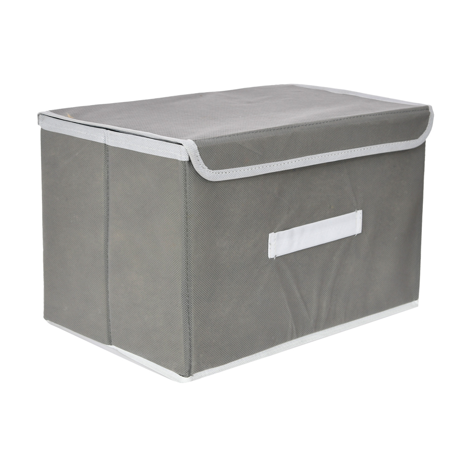 Kuber Industries Drawer Storage Box | Foldable Dhakkan Storage Box | Non-Woven Clothes Organizer | Storage Box with Handle | M | L | Pack of 2 | Gray