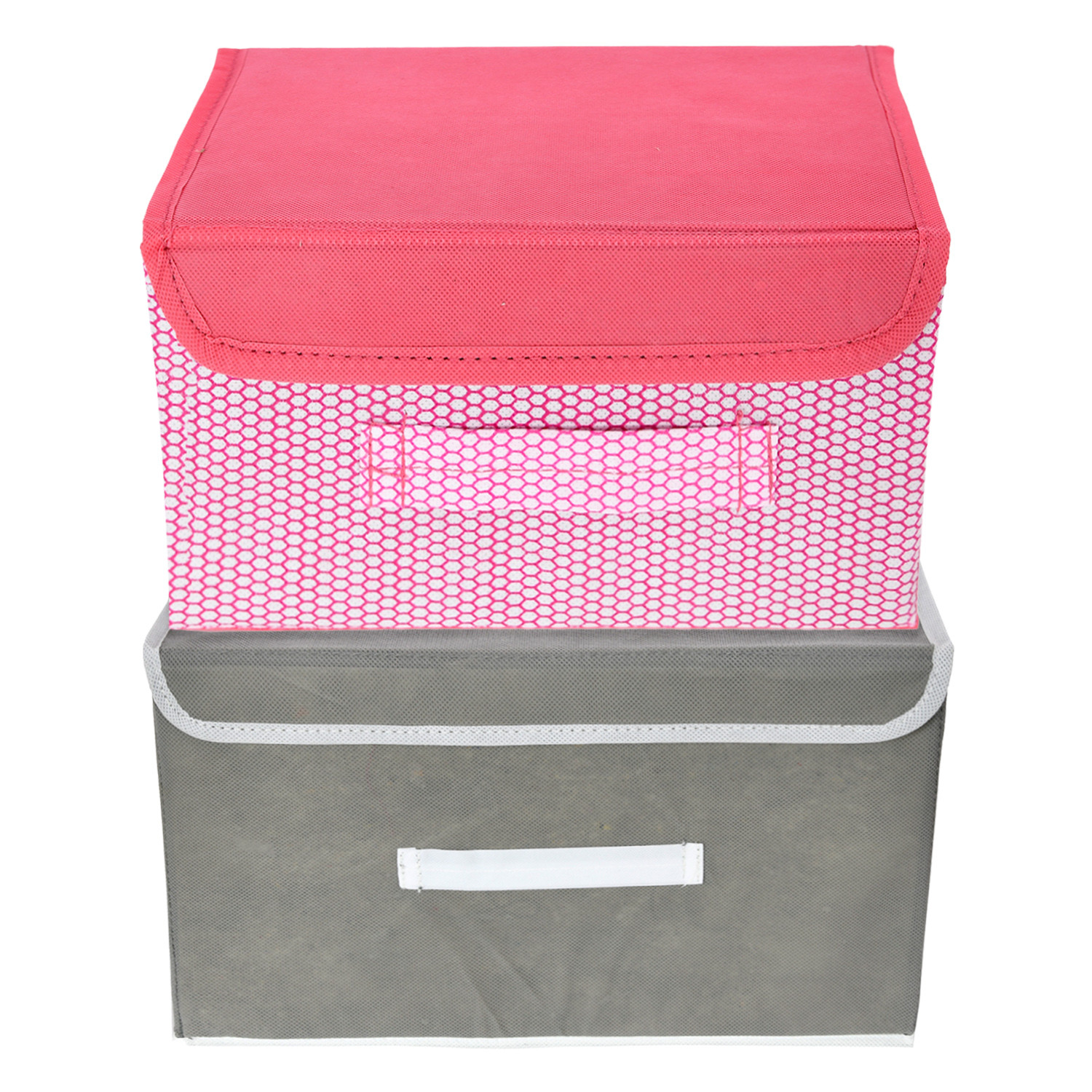 Kuber Industries Drawer Storage Box | Foldable Dhakkan Storage Box |  Non-Woven Clothes Organizer For Toys | Storage Box with Handle | Small |  Pack of