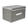 Kuber Industries Drawer Storage Box | Plain Dhakkan Storage Box | Non-Woven Clothes Organizer For Toys | Storage Box with Handle | Small | Gray