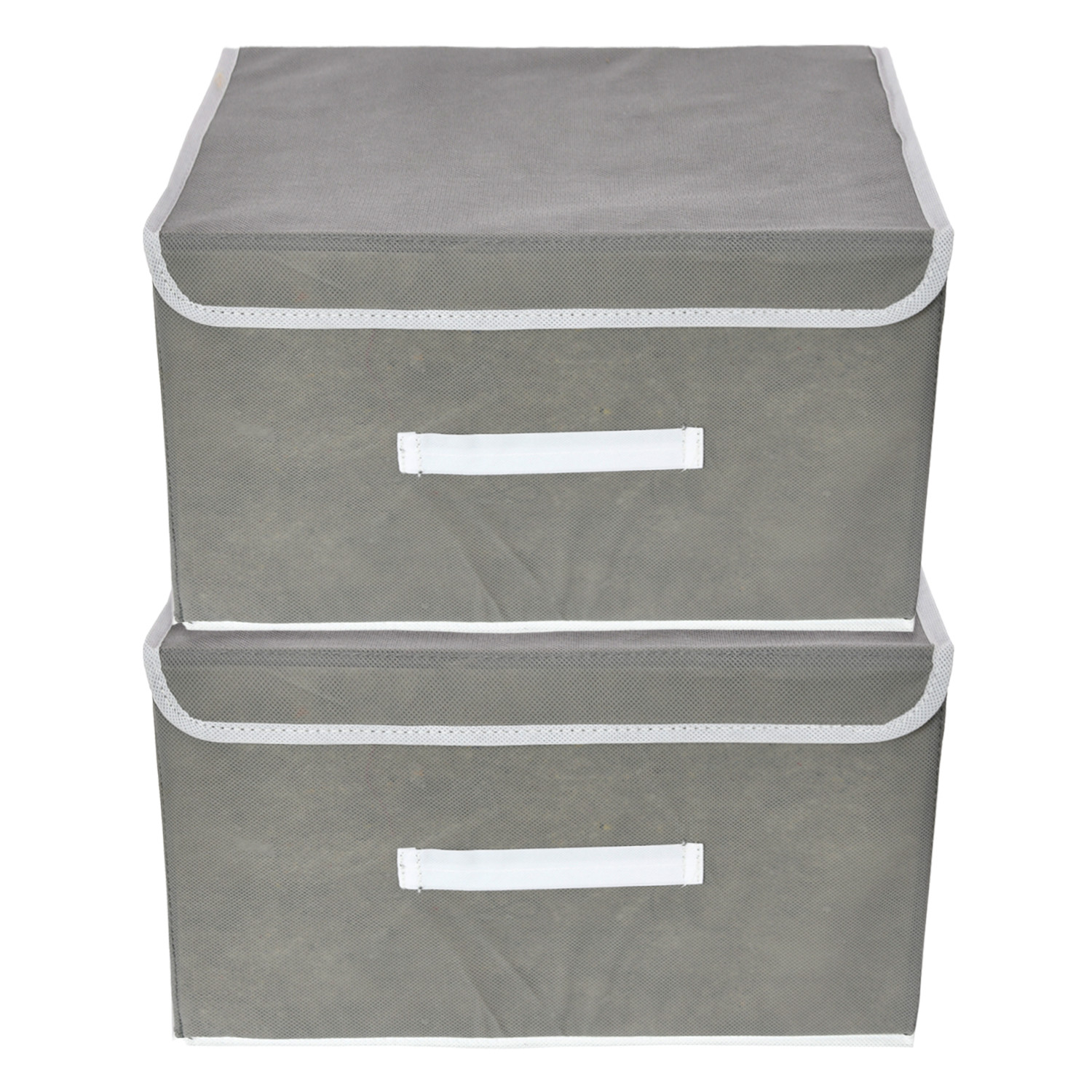 Kuber Industries Drawer Storage Box | Plain Dhakkan Storage Box | Non-Woven Clothes Organizer For Toys | Storage Box with Handle | Small | Gray