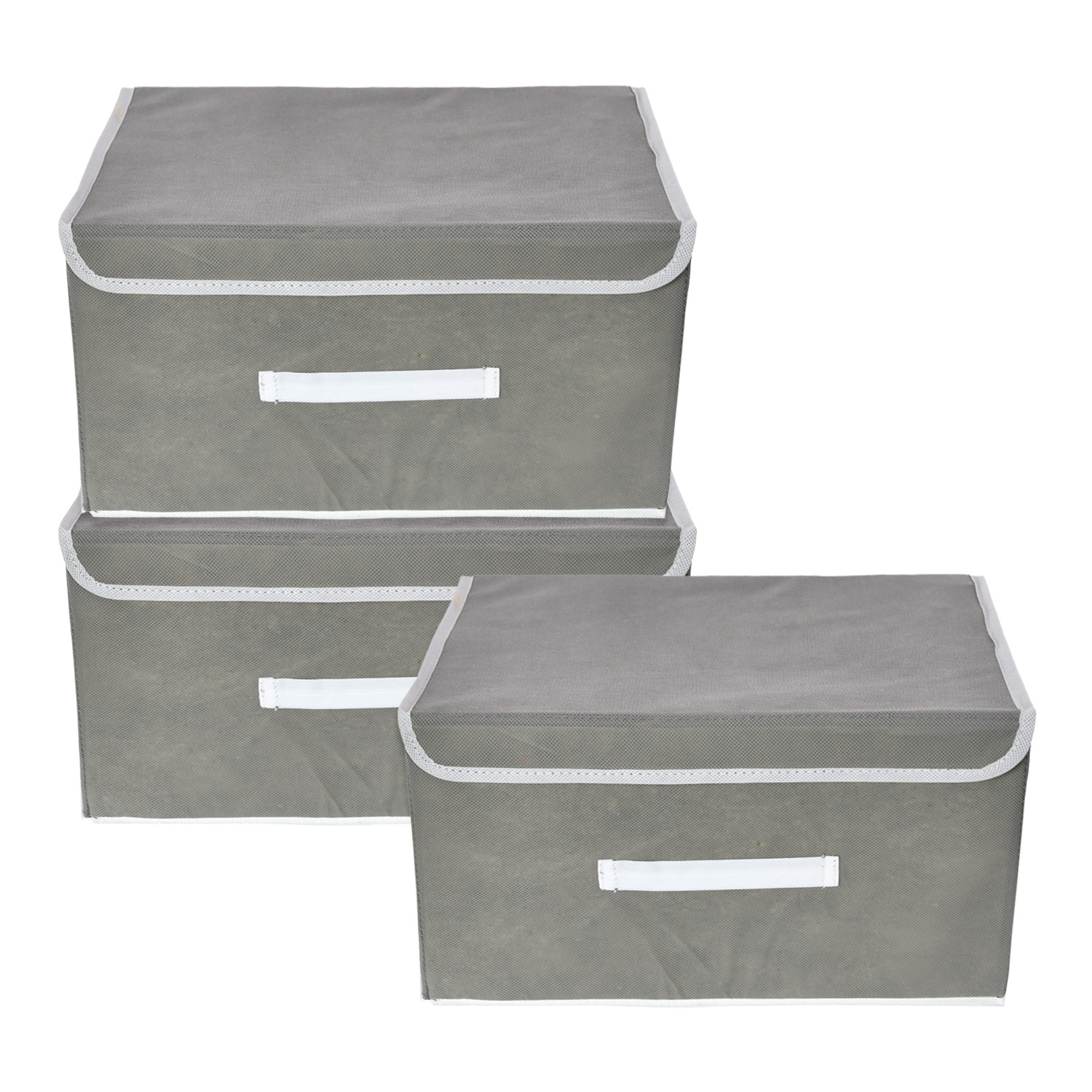 Kuber Industries Drawer Storage Box | Plain Dhakkan Storage Box | Non-Woven Clothes Organizer For Toys | Storage Box with Handle | Small | Gray