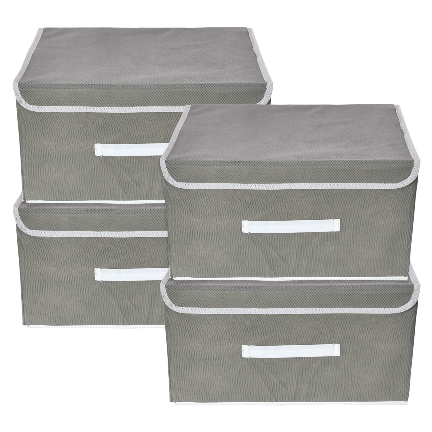 Kuber Industries Drawer Storage Box | Plain Dhakkan Storage Box | Non-Woven Clothes Organizer For Toys | Storage Box with Handle | Small | Gray