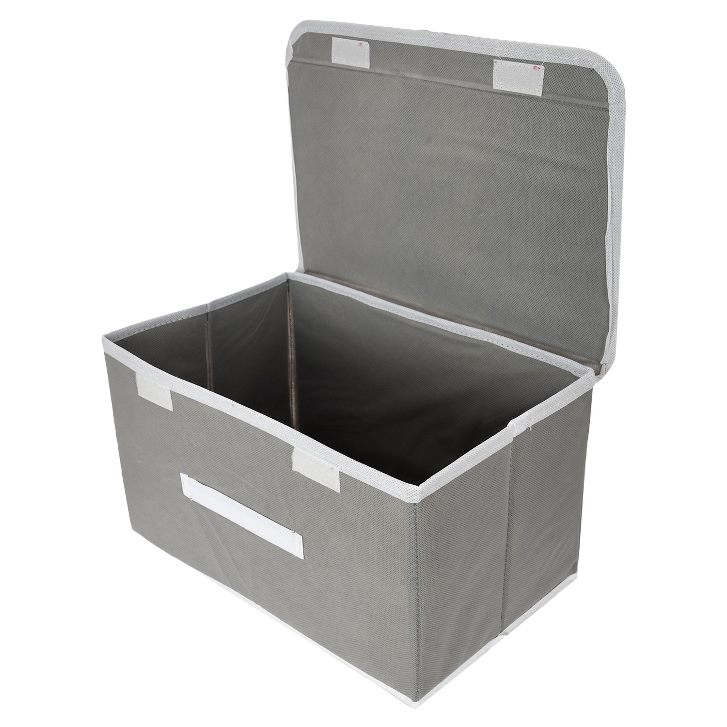 Kuber Industries Drawer Storage Box | Plain Dhakkan Storage Box | Non-Woven Clothes Organizer For Toys | Storage Box with Handle | Medium | Gray