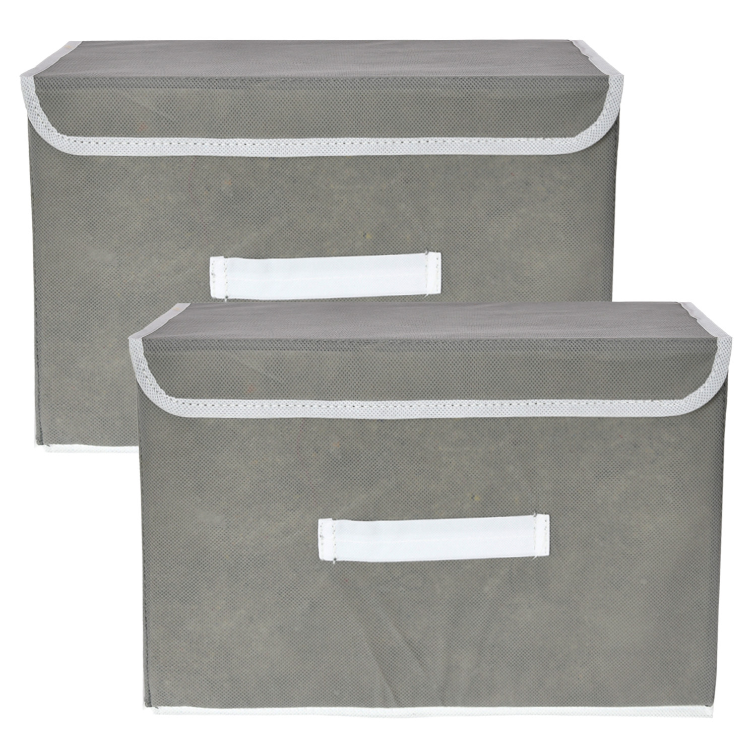 Kuber Industries Drawer Storage Box | Plain Dhakkan Storage Box | Non-Woven Clothes Organizer For Toys | Storage Box with Handle | Medium | Gray