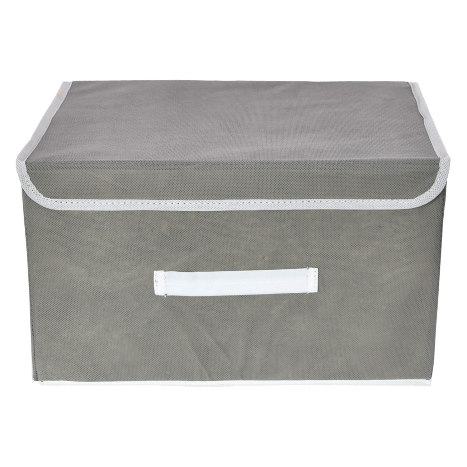 Kuber Industries Drawer Storage Box | Plain Dhakkan Storage Box | Non-Woven Clothes Organizer For Toys | Storage Box with Handle | Large | Gray