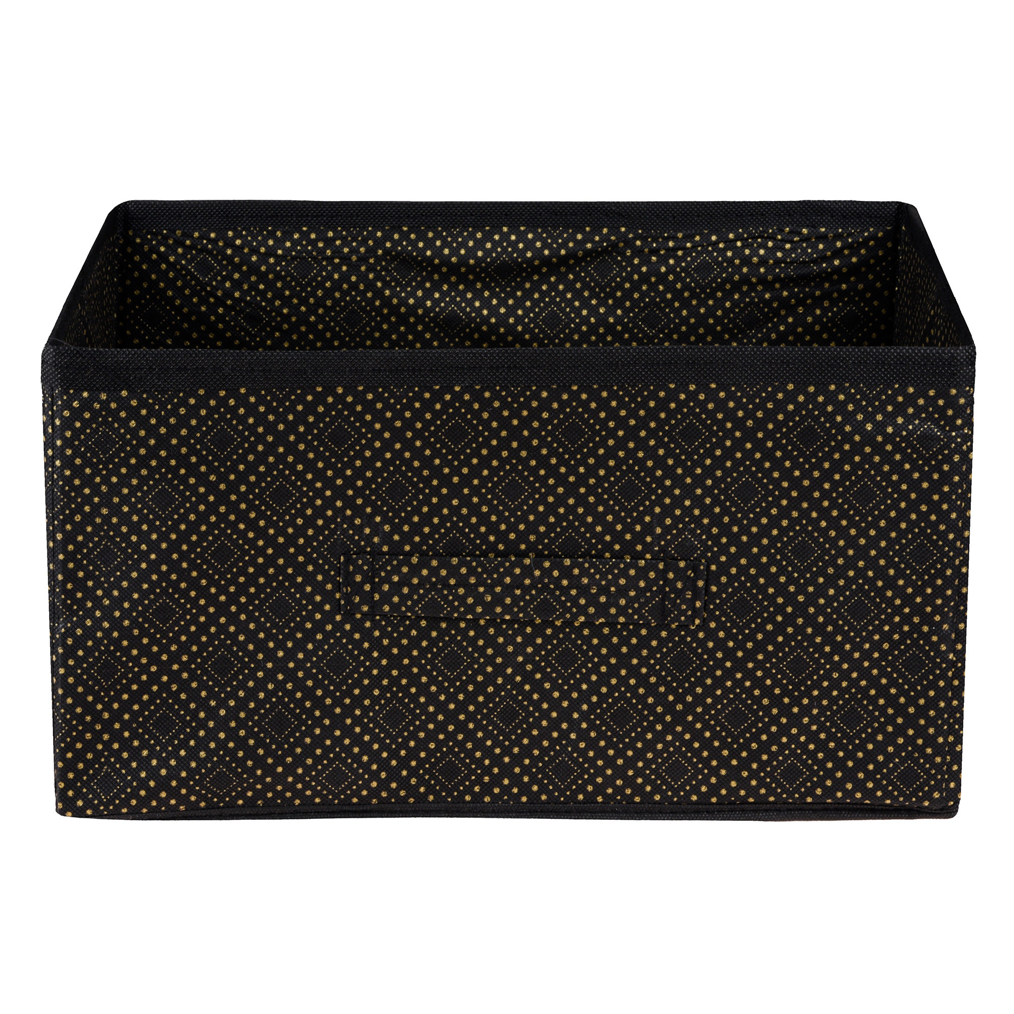 Kuber Industries Drawer Storage Box  Storage Bin for Clothes  Wardrobe Organizer for Books  Closet Box with Handle  Non-Woven Storage Box  Golden-Dot Storage Box  Black