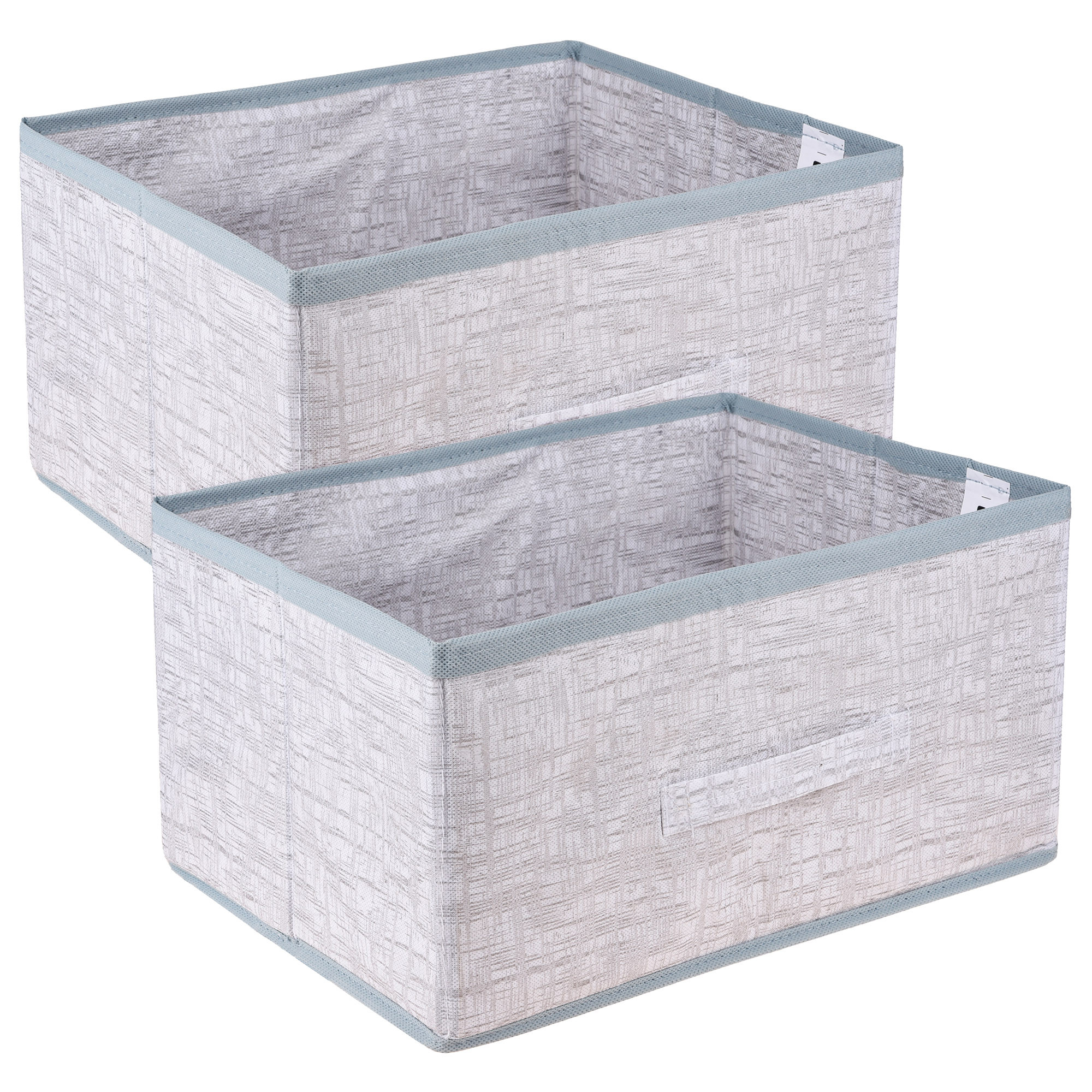 Kuber Industries Drawer Storage Box | Storage Bin for Clothes | Wardrobe Organizer for Books | Closet Box with Handle | Non-Woven Storage Box | Jute Printed Storage Box | Gray