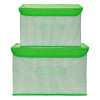 Kuber Industries Drawer Storage Box | Zig Zag Dhakkan Storage Box | Non-Woven Clothes Organizer | Storage Box with Handle | M | L | Pack of 2 | Green