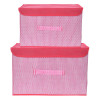Kuber Industries Drawer Storage Box | Zig Zag Dhakkan Storage Box | Non-Woven Clothes Organizer | Storage Box with Handle | M | L | Pack of 2 | Pink