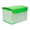 Kuber Industries Drawer Storage Box | Zig Zag Dhakkan Storage Box | Non-Woven Clothes Organizer For Toys | Storage Box with Handle | Small | Green