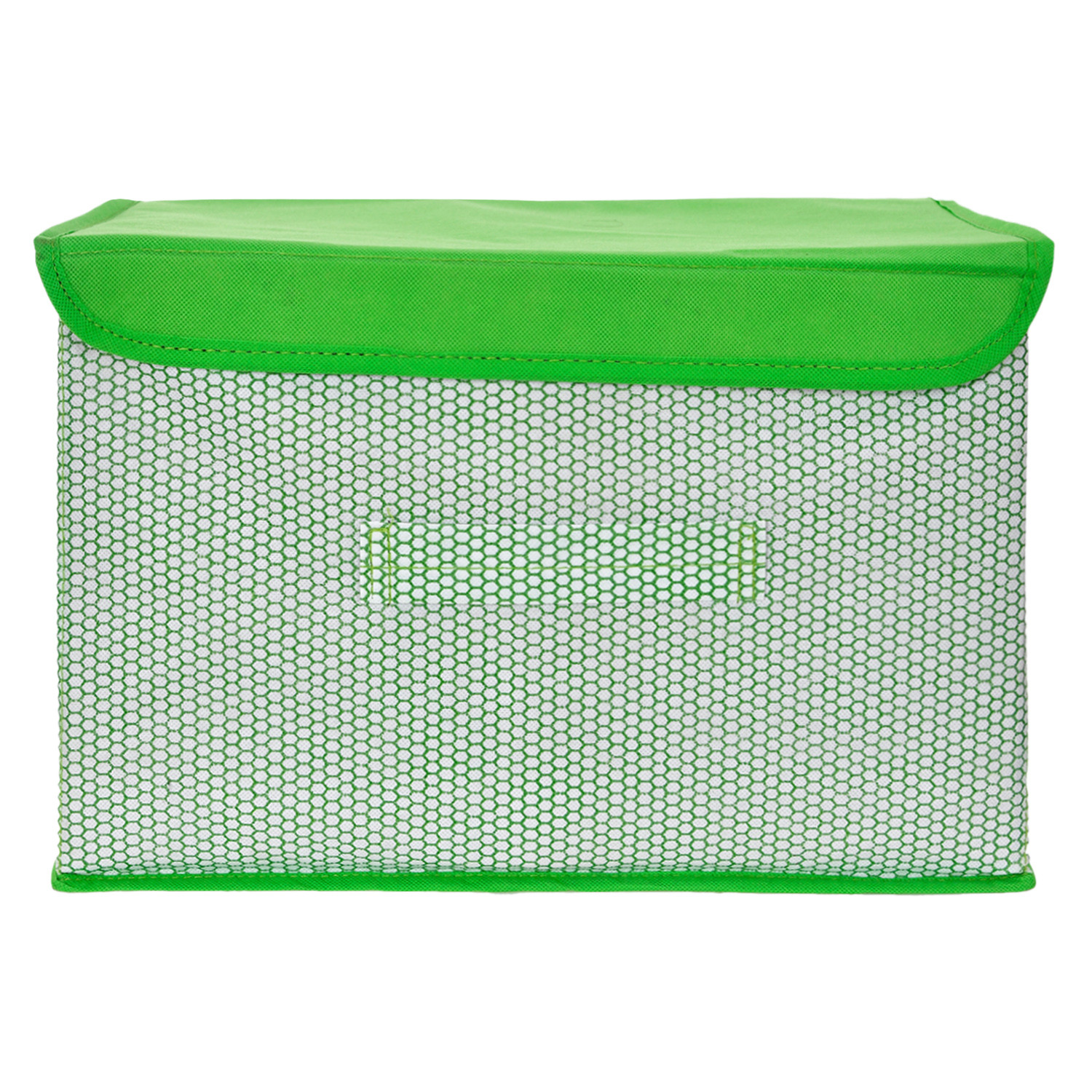 Kuber Industries Drawer Storage Box | Zig Zag Dhakkan Storage Box | Non-Woven Clothes Organizer For Toys | Storage Box with Handle | Large | Green