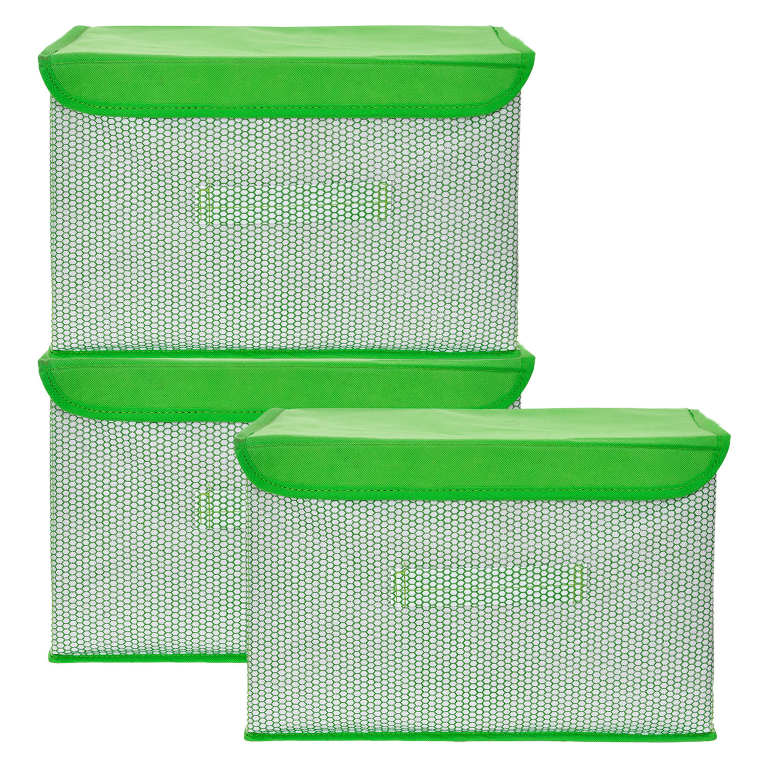 Kuber Industries Drawer Storage Box | Zig Zag Dhakkan Storage Box | Non-Woven Clothes Organizer For Toys | Storage Box with Handle | Large | Green