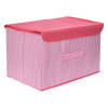 Kuber Industries Drawer Storage Box | Zig Zag Dhakkan Storage Box | Non-Woven Clothes Organizer For Toys | Storage Box with Handle | Large | Pink