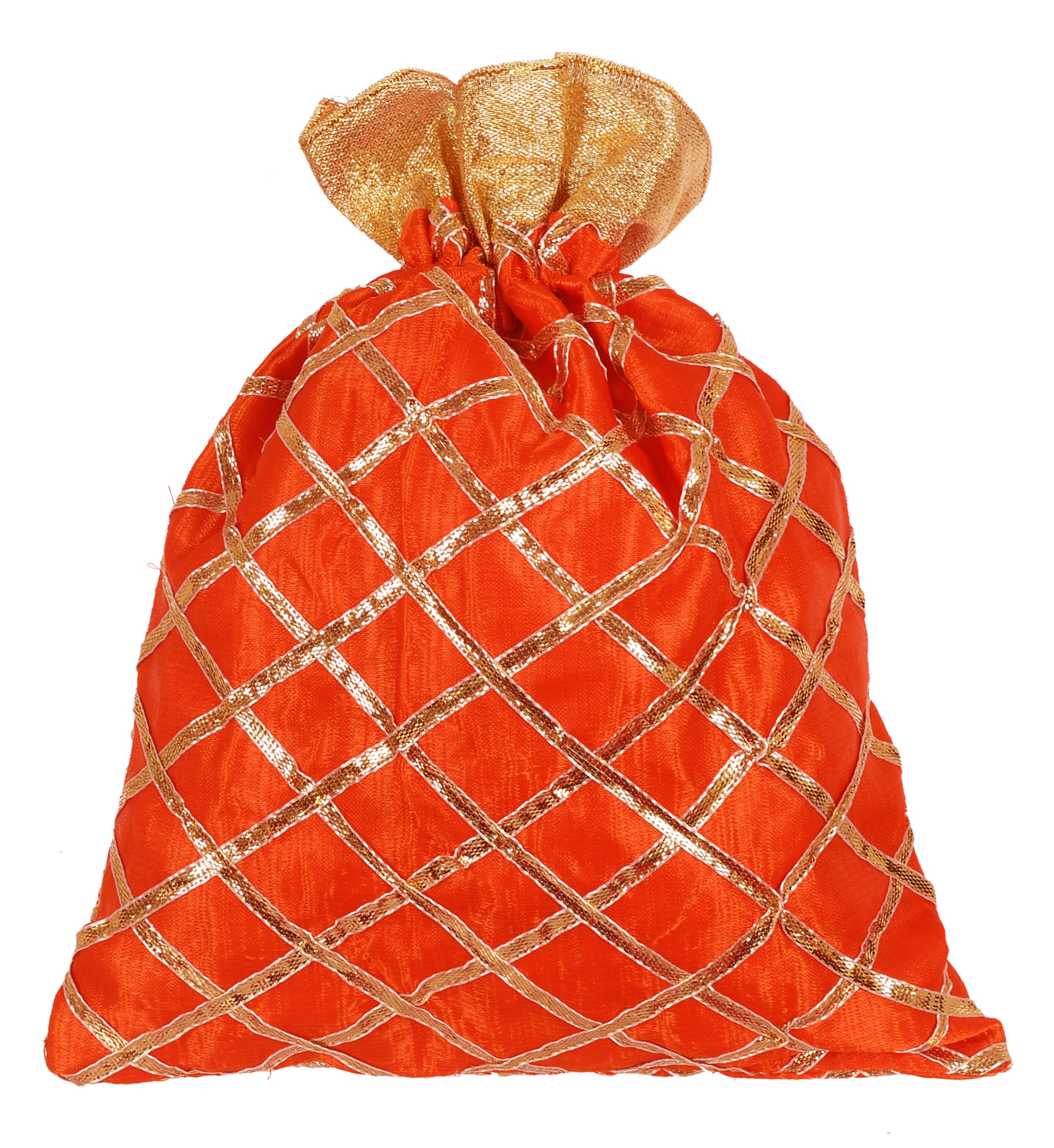 Kuber Industries Drawstring Potli Bag Party Wedding Favor Gift Jewelry Bags-(Orange)
