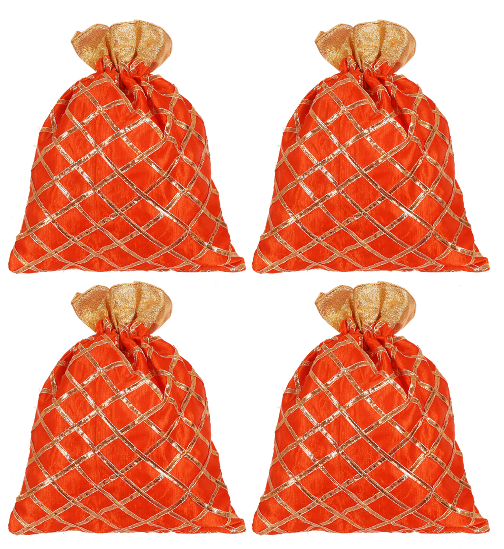 Kuber Industries Drawstring Potli Bag Party Wedding Favor Gift Jewelry Bags-(Orange)