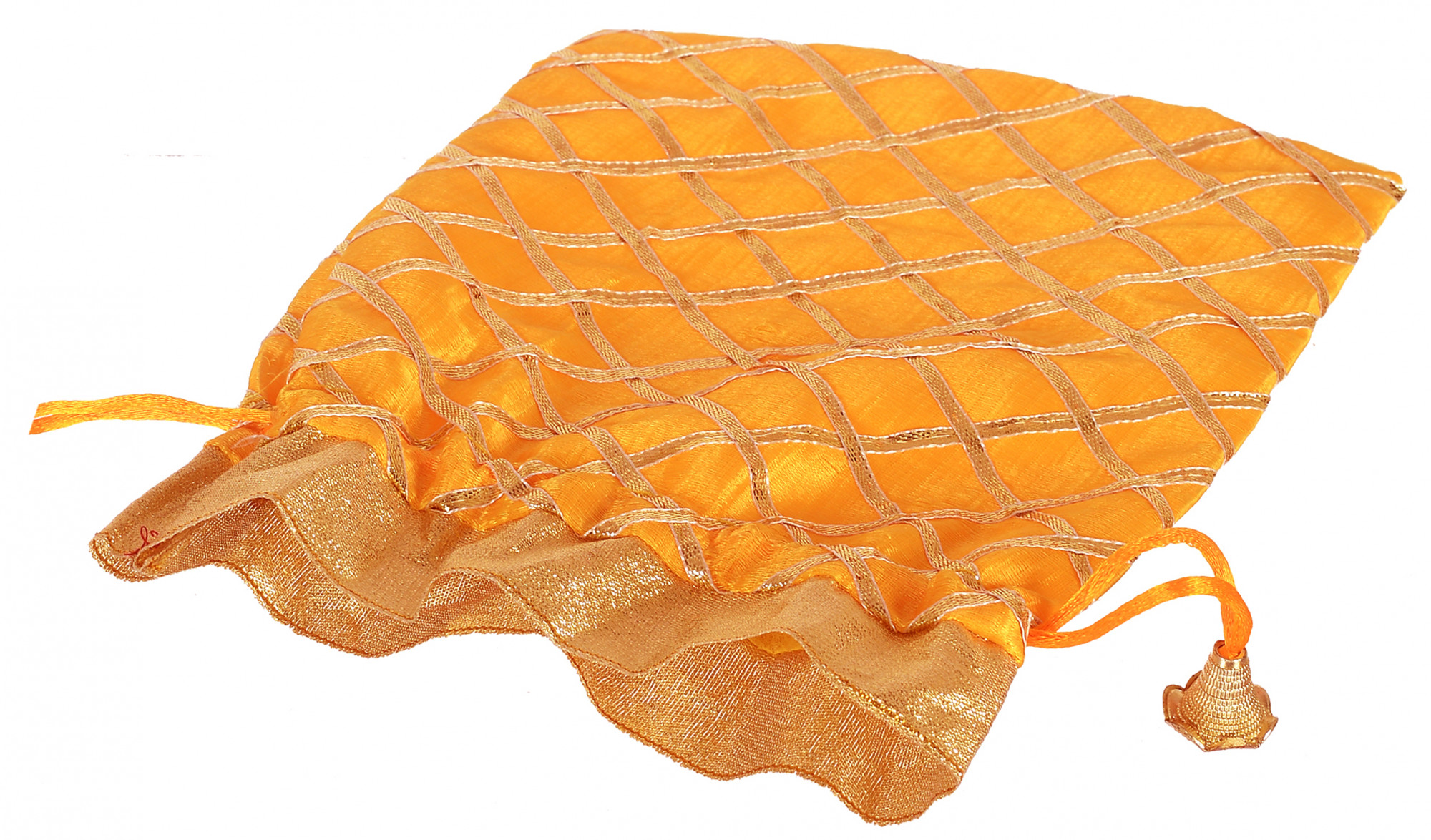 Kuber Industries Drawstring Potli Bag Party Wedding Favor Gift Jewelry Bags-(Orange & Yellow)
