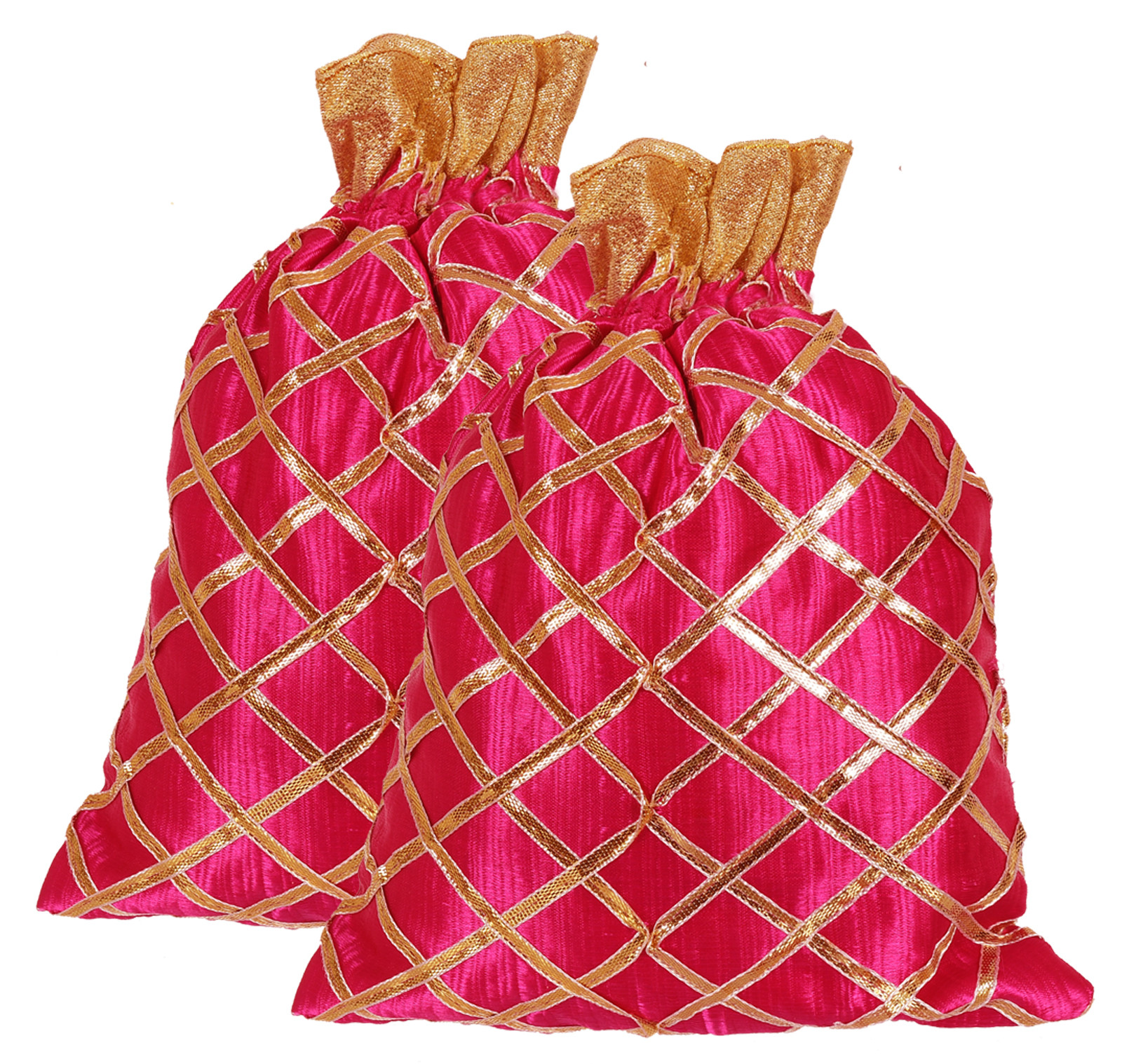Kuber Industries Drawstring Potli Bag Party Wedding Favor Gift Jewelry Bags-(Pink)