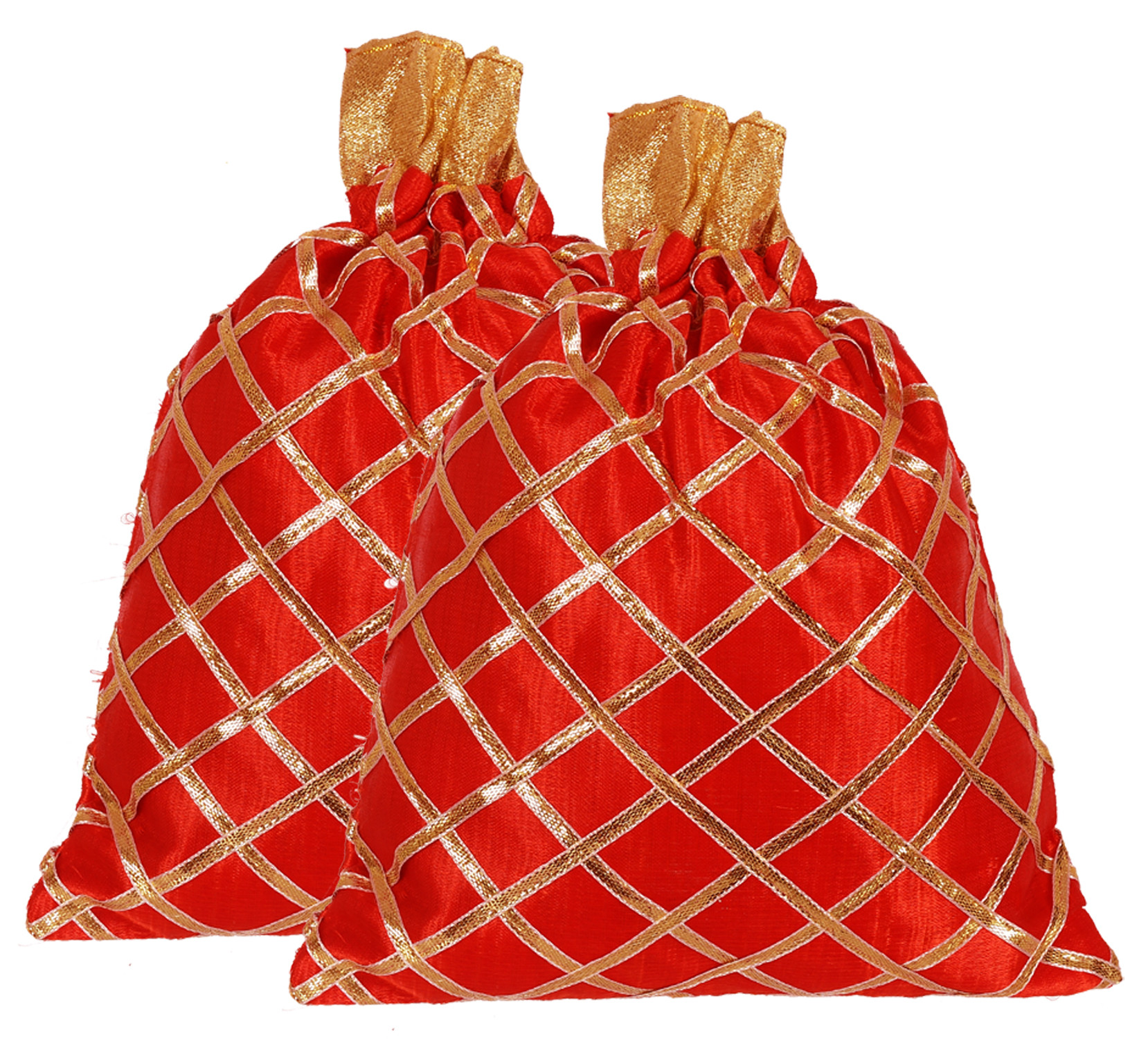 Kuber Industries Drawstring Potli Bag Party Wedding Favor Gift Jewelry Bags-(Red)