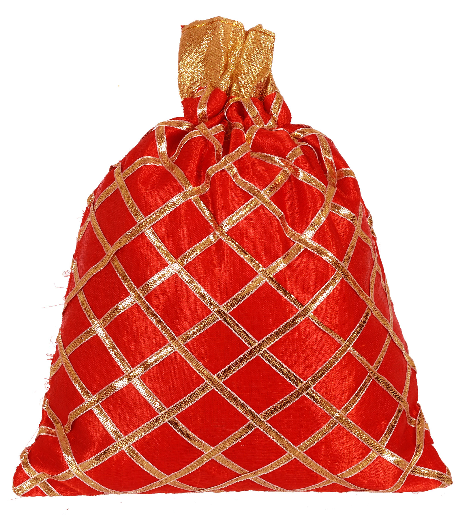 Kuber Industries Drawstring Potli Bag Party Wedding Favor Gift Jewelry Bags-(Red)