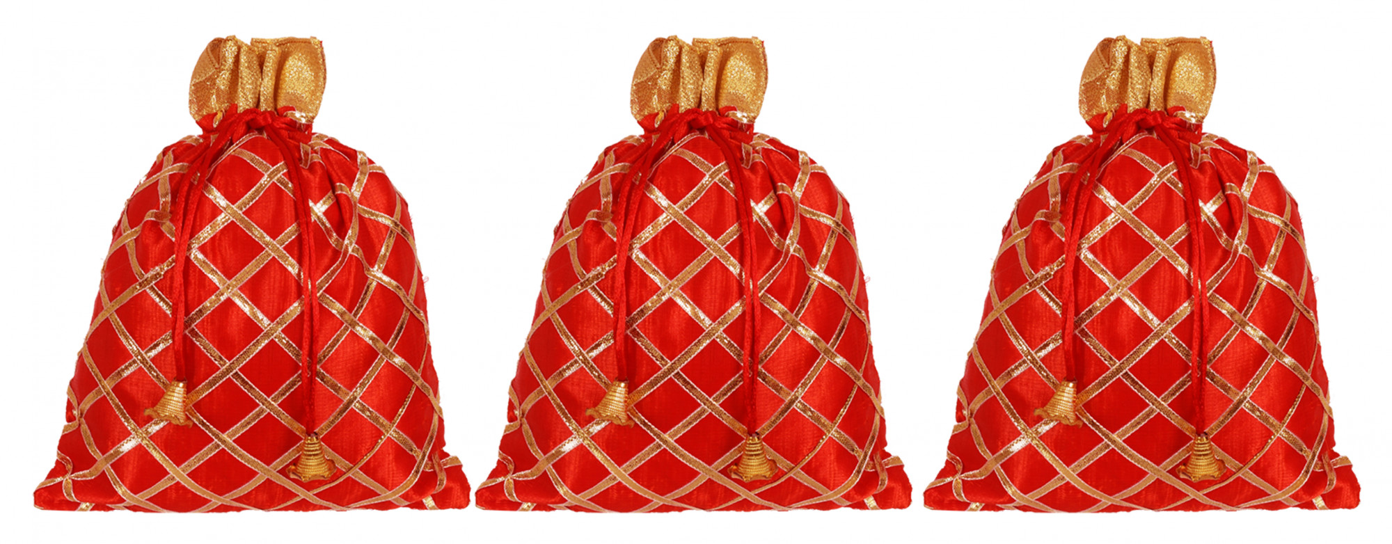 Kuber Industries Drawstring Potli Bag Party Wedding Favor Gift Jewelry Bags-(Red)