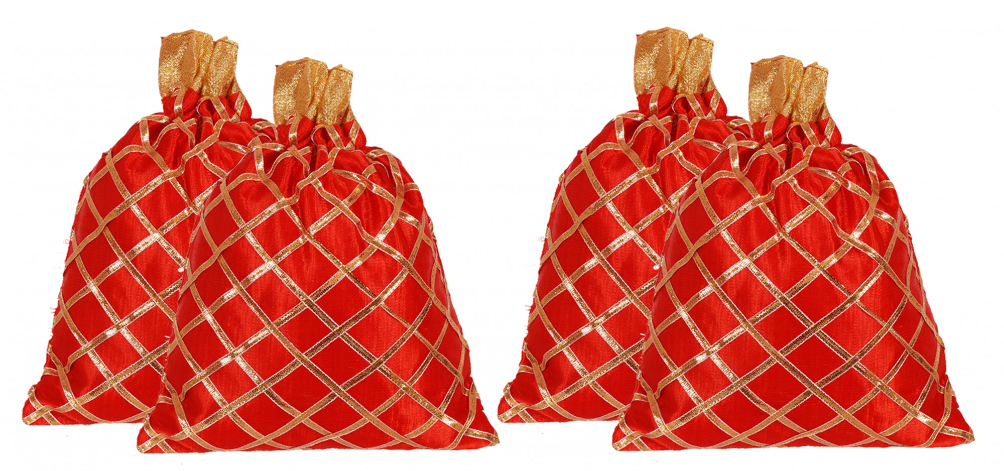 Kuber Industries Drawstring Potli Bag Party Wedding Favor Gift Jewelry Bags-(Red)