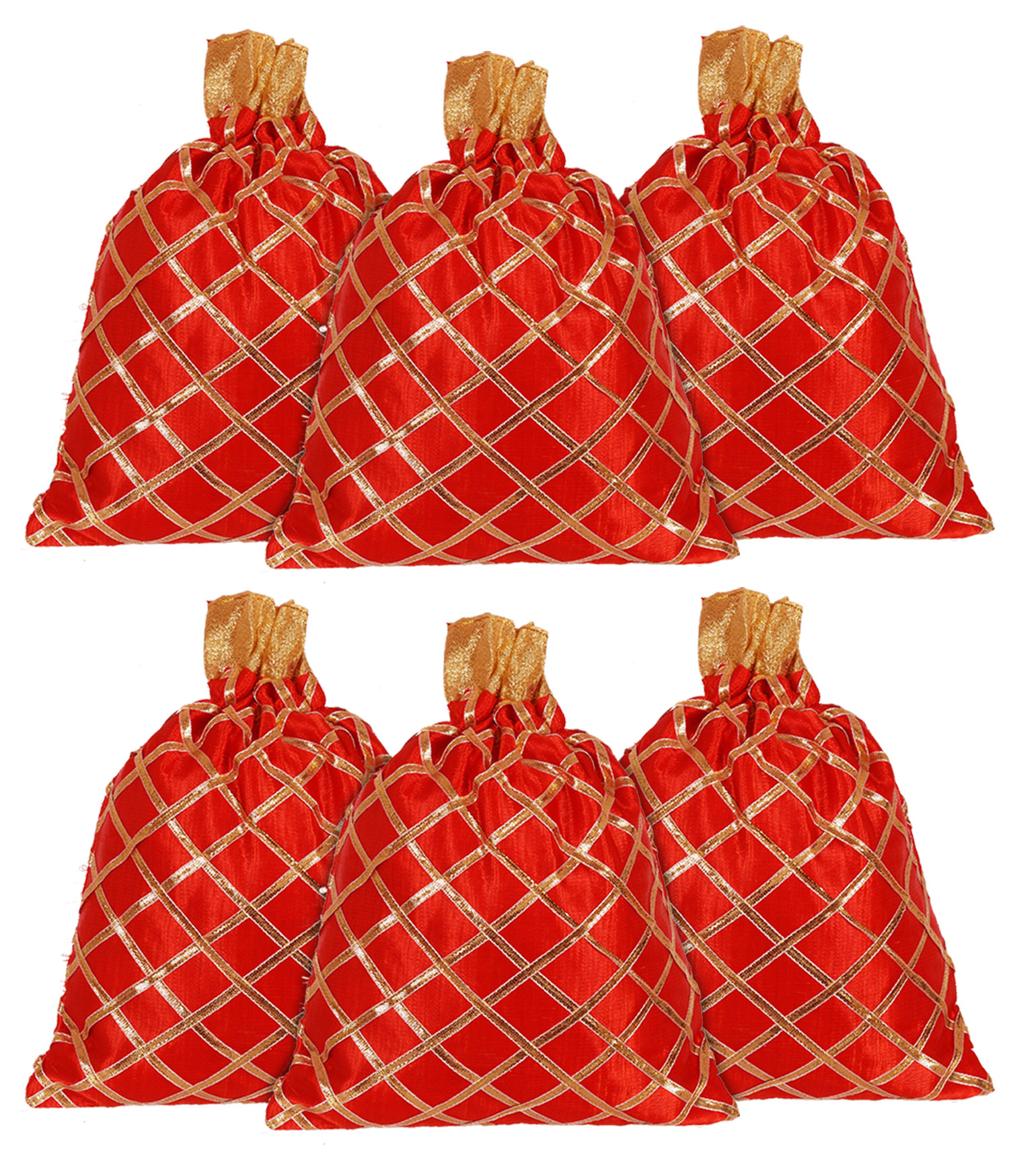 Kuber Industries Drawstring Potli Bag Party Wedding Favor Gift Jewelry Bags-(Red)