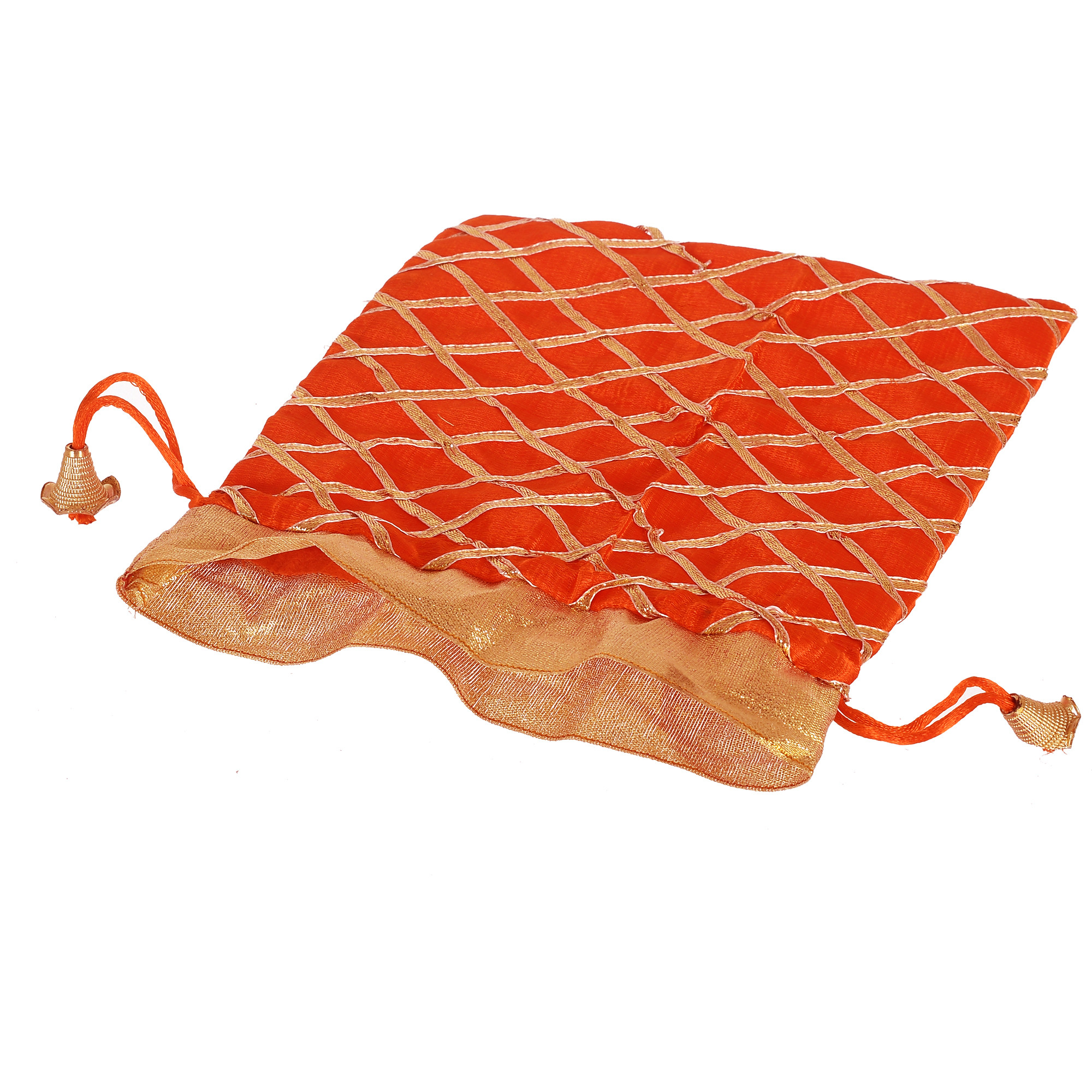 Kuber Industries Drawstring Potli Bag Party Wedding Favor Gift Jewelry Bags-(Red & Orange & Yellow)