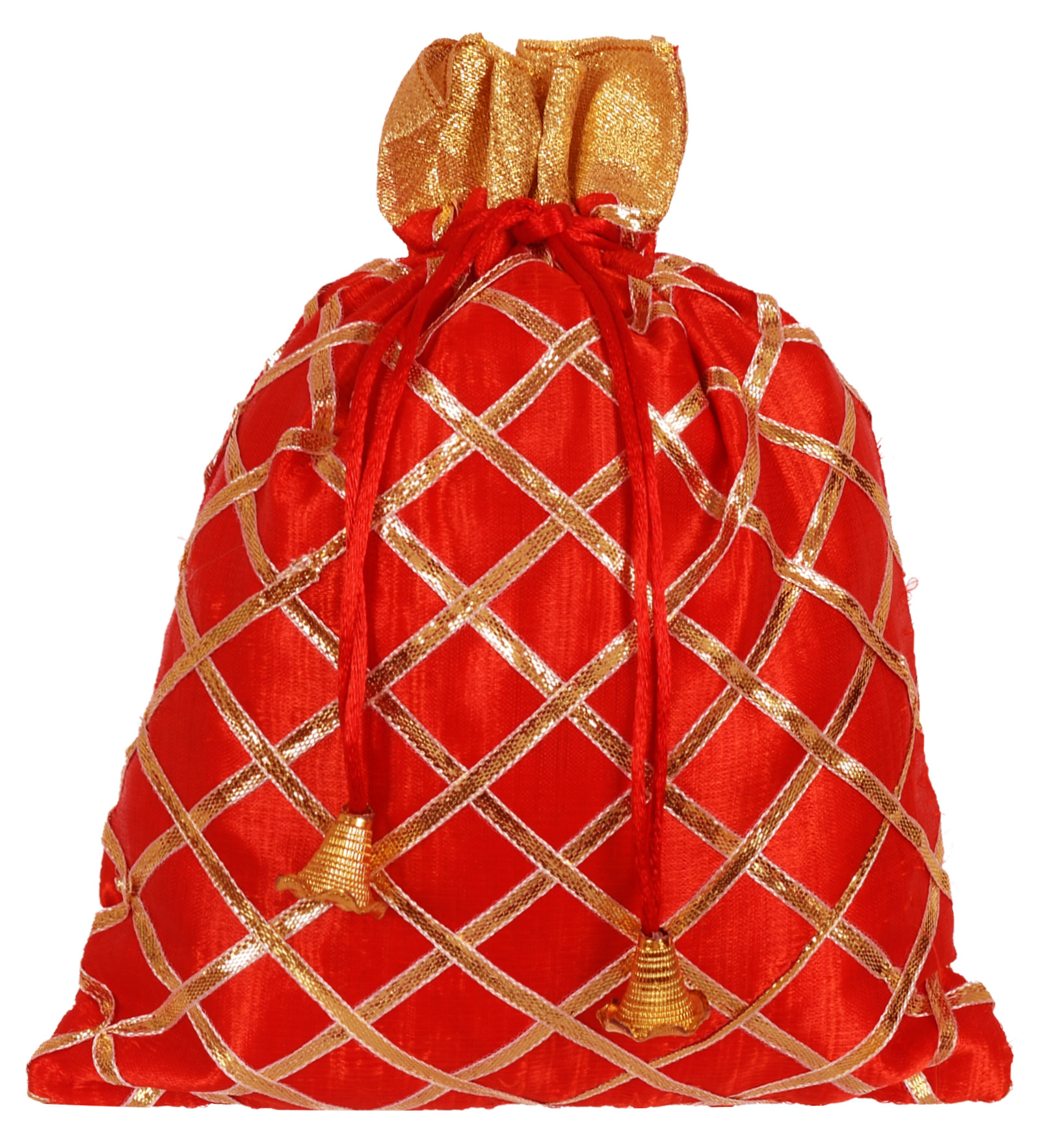 Kuber Industries Drawstring Potli Bag Party Wedding Favor Gift Jewelry Bags-(Red & Yellow)