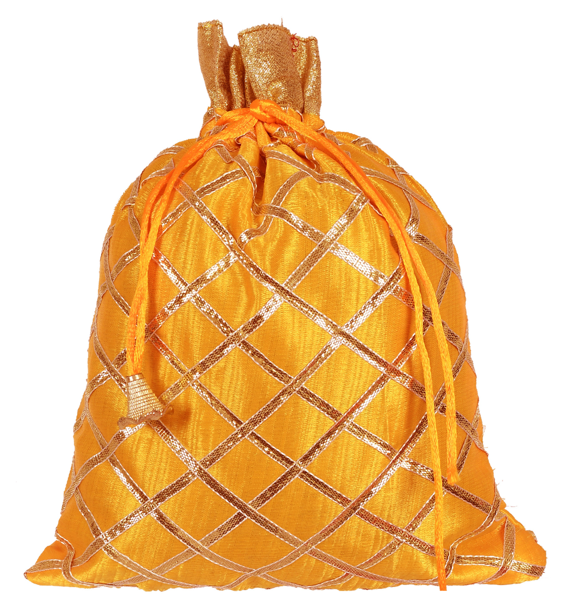 Kuber Industries Drawstring Potli Bag Party Wedding Favor Gift Jewelry Bags-(Yellow)
