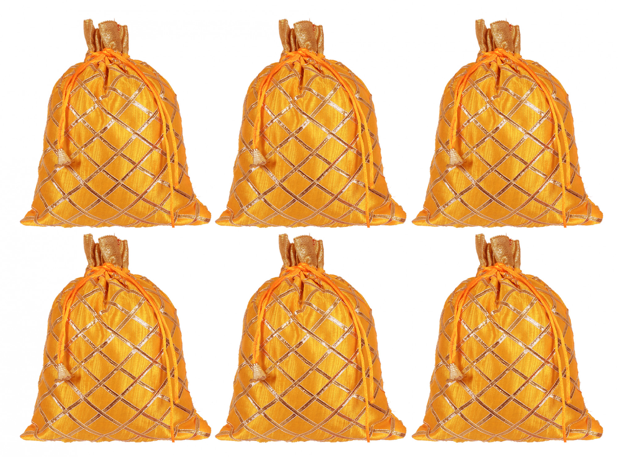 Kuber Industries Drawstring Potli Bag Party Wedding Favor Gift Jewelry Bags-(Yellow)