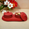 Dry Fruit Set | 2 Pcs Serving Tray for Snacks-Cookies-Pickles-Dry Fruits-Namkeen's | Storage Organizer Bowls Set for Dried Fruits-Nuts-Chocolates | Matuki Serving Set | Red