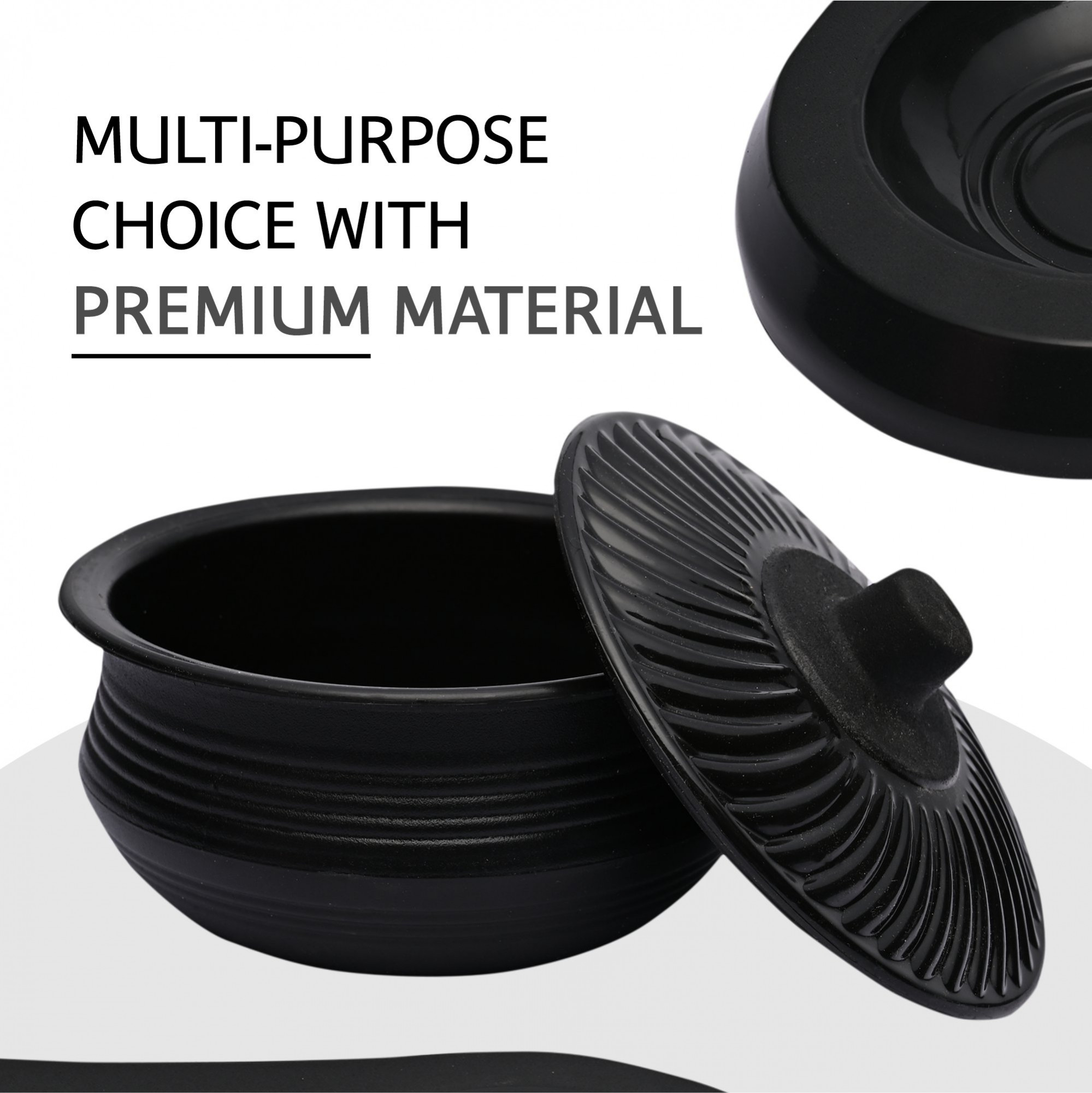 Kuber Industries Dry Fruit Set  3 Pcs Serving Tray for Snacks-Cookies-Pickles-Dry Fruits-Namkeens  Storage Organizer Bowls Set for Dried Fruits-Nuts-Chocolates  Matuki Serving Set  Black