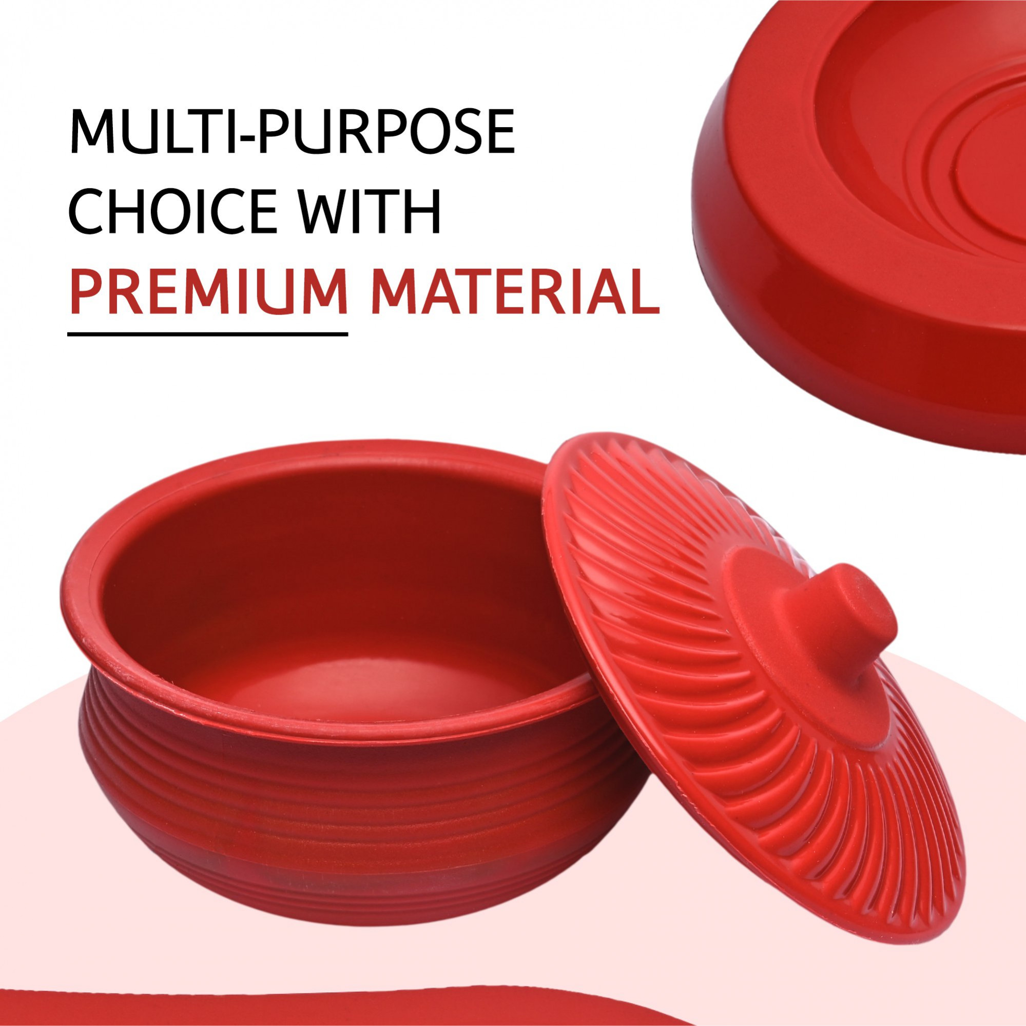 Kuber Industries Dry Fruit Set  3 Pcs Serving Tray for Snacks-Cookies-Pickles-Dry Fruits-Namkeens  Storage Organizer Bowls Set for Dried Fruits-Nuts-Chocolates  Matuki Serving Set  Red