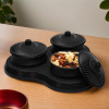 Dry Fruit Set | 3 Pcs Serving Tray for Snacks-Cookies-Pickles-Dry Fruits-Namkeen's | Storage Organizer Bowls Set for Dried Fruits-Nuts-Chocolates | Matuki Serving Set | Black