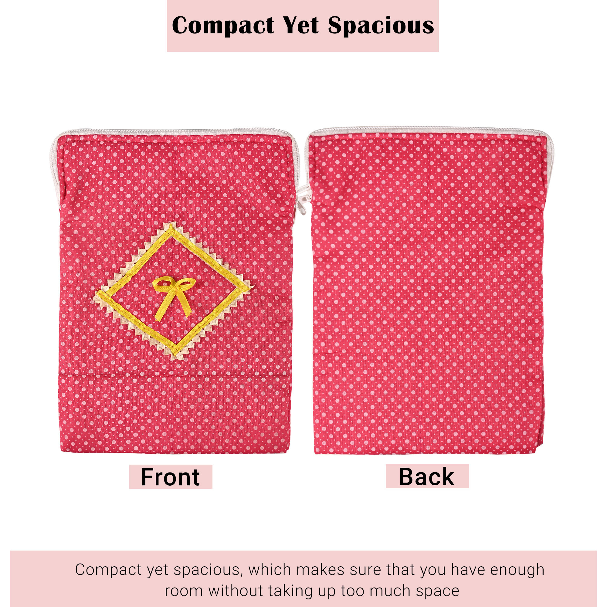 Kuber Industries Dual-Storage Travel Kit For Toiletries  For Sanitary Pads  Bathroom Organizer Pouch For Women  Polka Dots - Pink