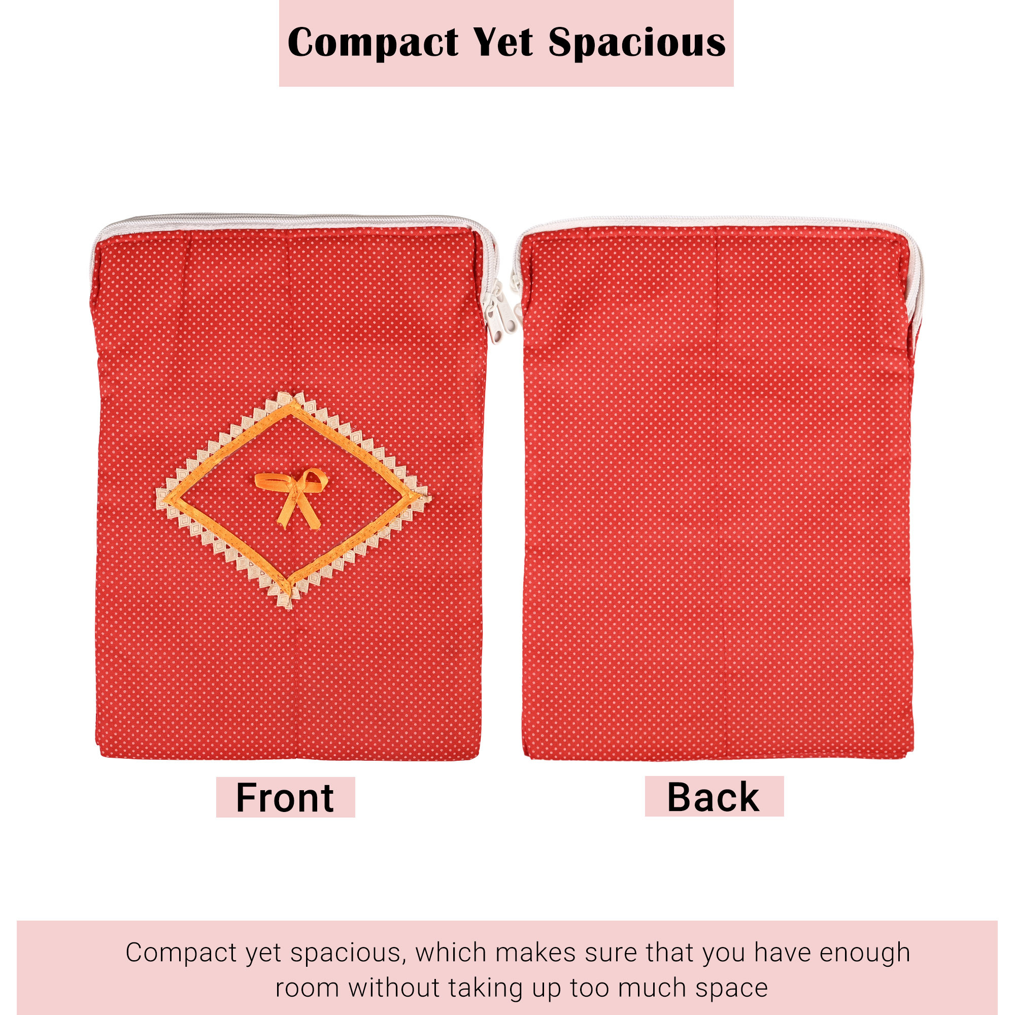 Kuber Industries Dual-Storage Travel Kit For Toiletries  For Sanitary Pads  Bathroom Organizer Pouch For Women  Polka Dots - Red