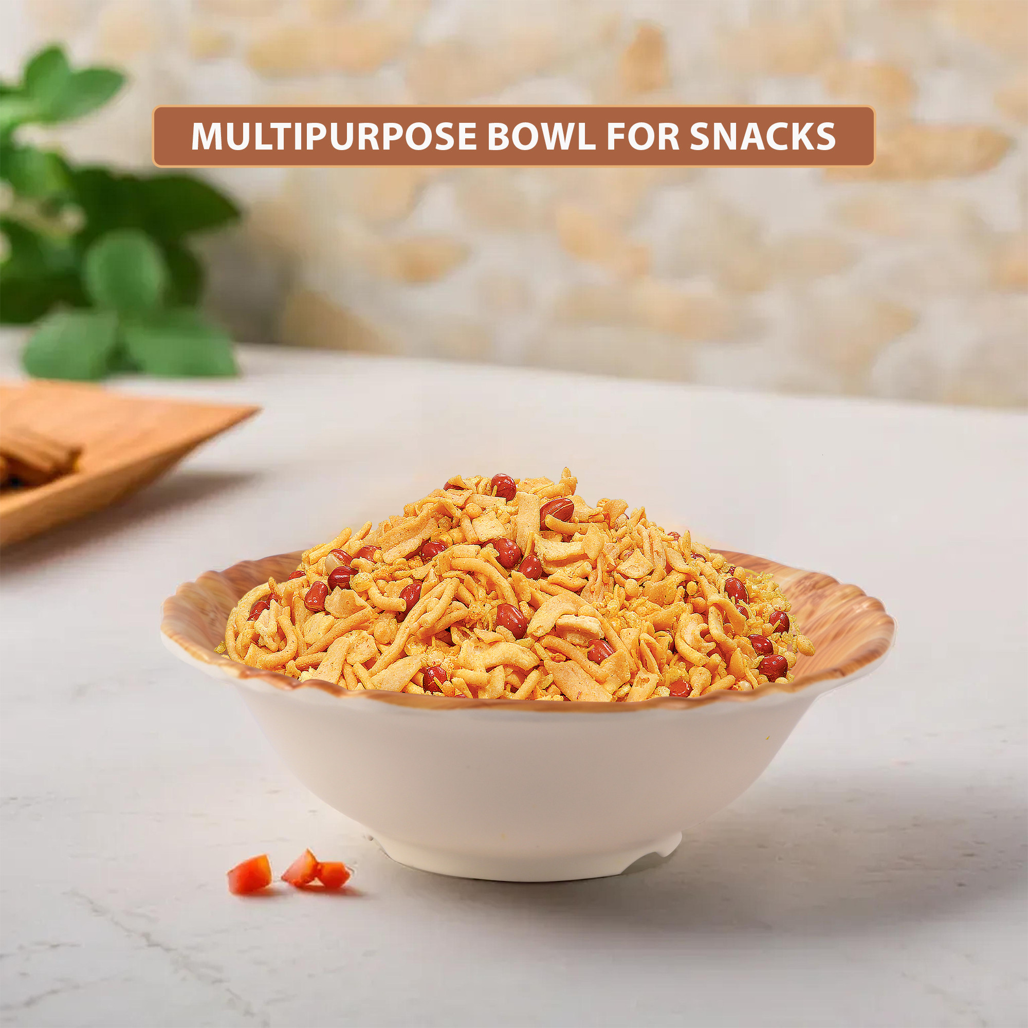 Kuber Industries Durable  LightweigHH Melamine Bowls  Easy To Clean KatoraBowls for Snacks  Rice For Eating - Ideal For Soups Snacks  Popcorn   5007-5B-LBRN  Light Brown