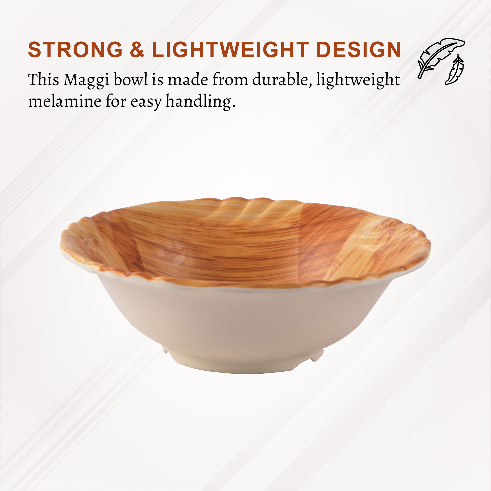 Kuber Industries Durable  LightweigHH Melamine Bowls  Easy To Clean KatoraBowls for Snacks  Rice For Eating - Ideal For Soups Snacks  Popcorn  5007B-LBRN  Light Brown
