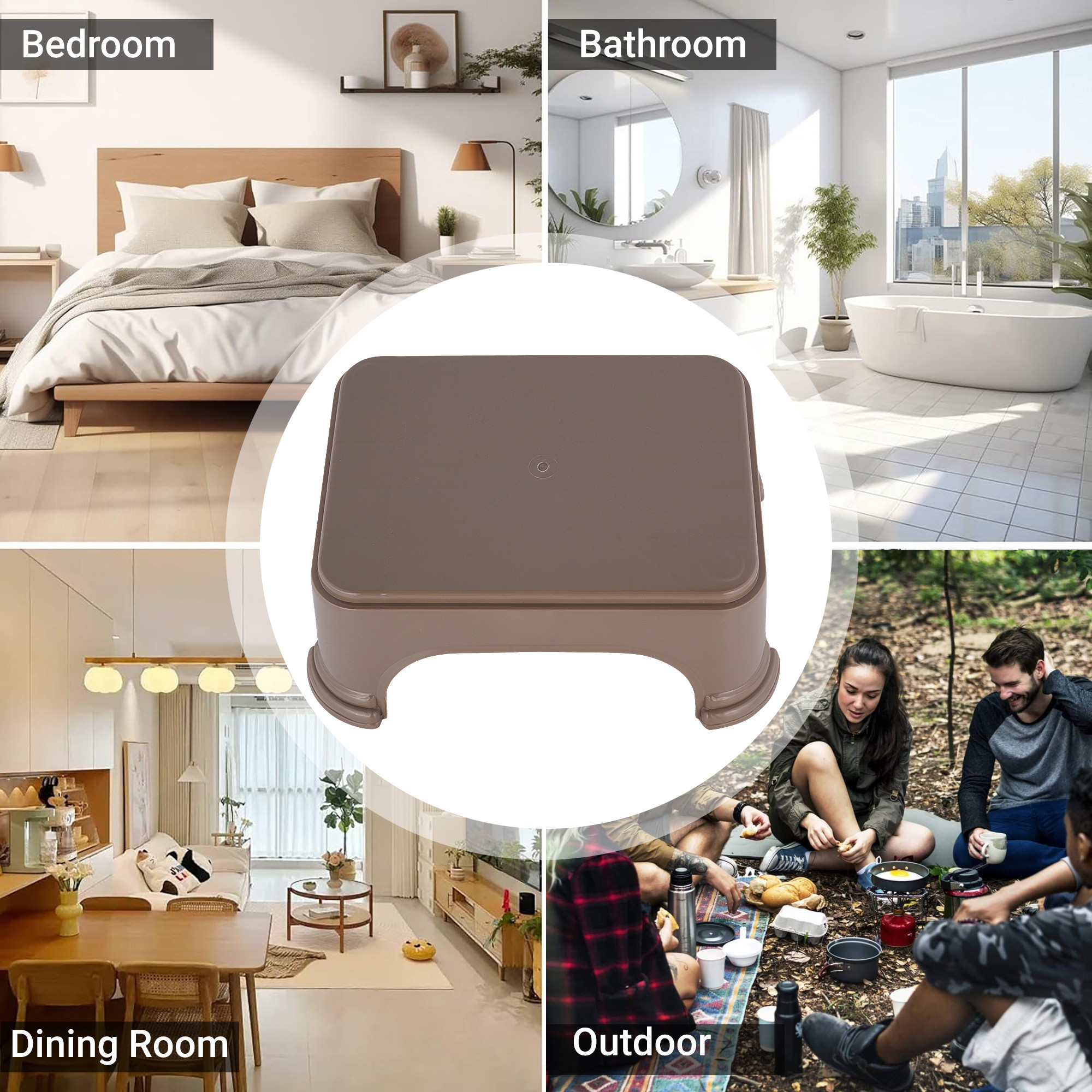 Kuber Industries Durable Bathroom Stool for Bathing  Comfortable Indoor Machiya for Sitting  Senior Citizens Bath Stool  Adults Patla Chair for Home  Plain P6 - Brown