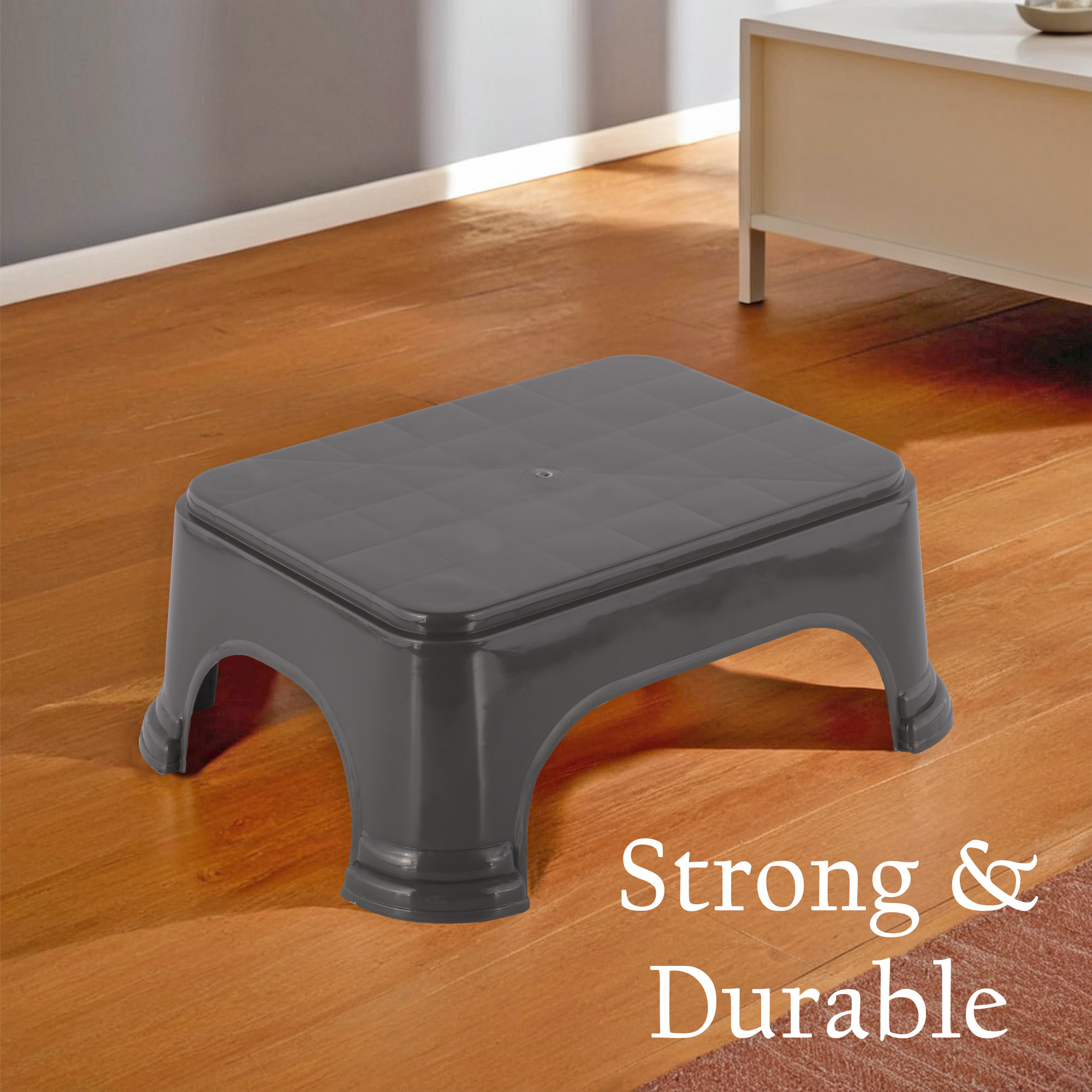 Kuber Industries Durable Bathroom Stool for Bathing  Comfortable Indoor Machiya for Sitting  Senior Citizens Bath Stool  Adults Patla Chair for Home  Plain P6 - Grey