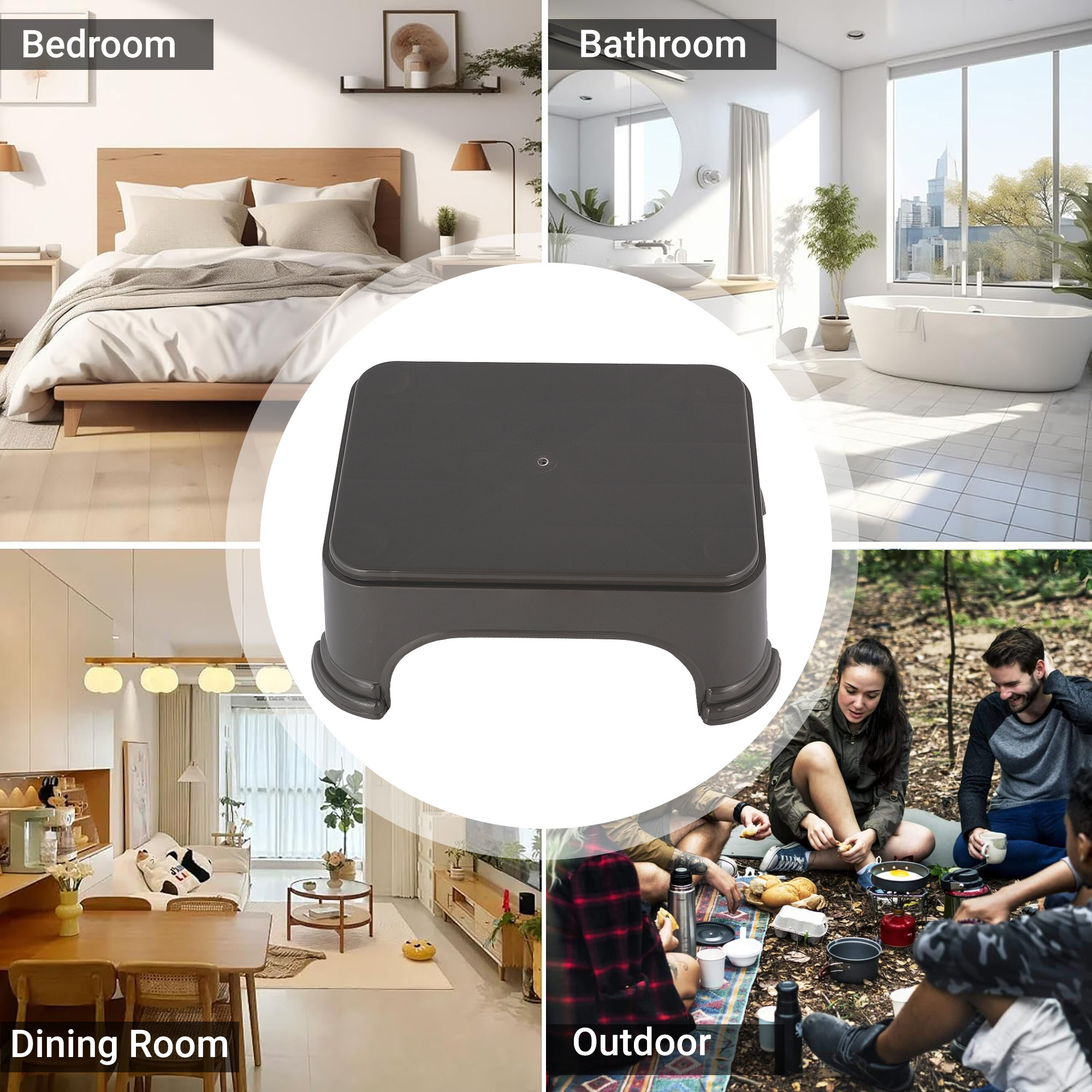 Kuber Industries Durable Bathroom Stool for Bathing  Comfortable Indoor Machiya for Sitting  Senior Citizens Bath Stool  Adults Patla Chair for Home  Plain P6 - Grey