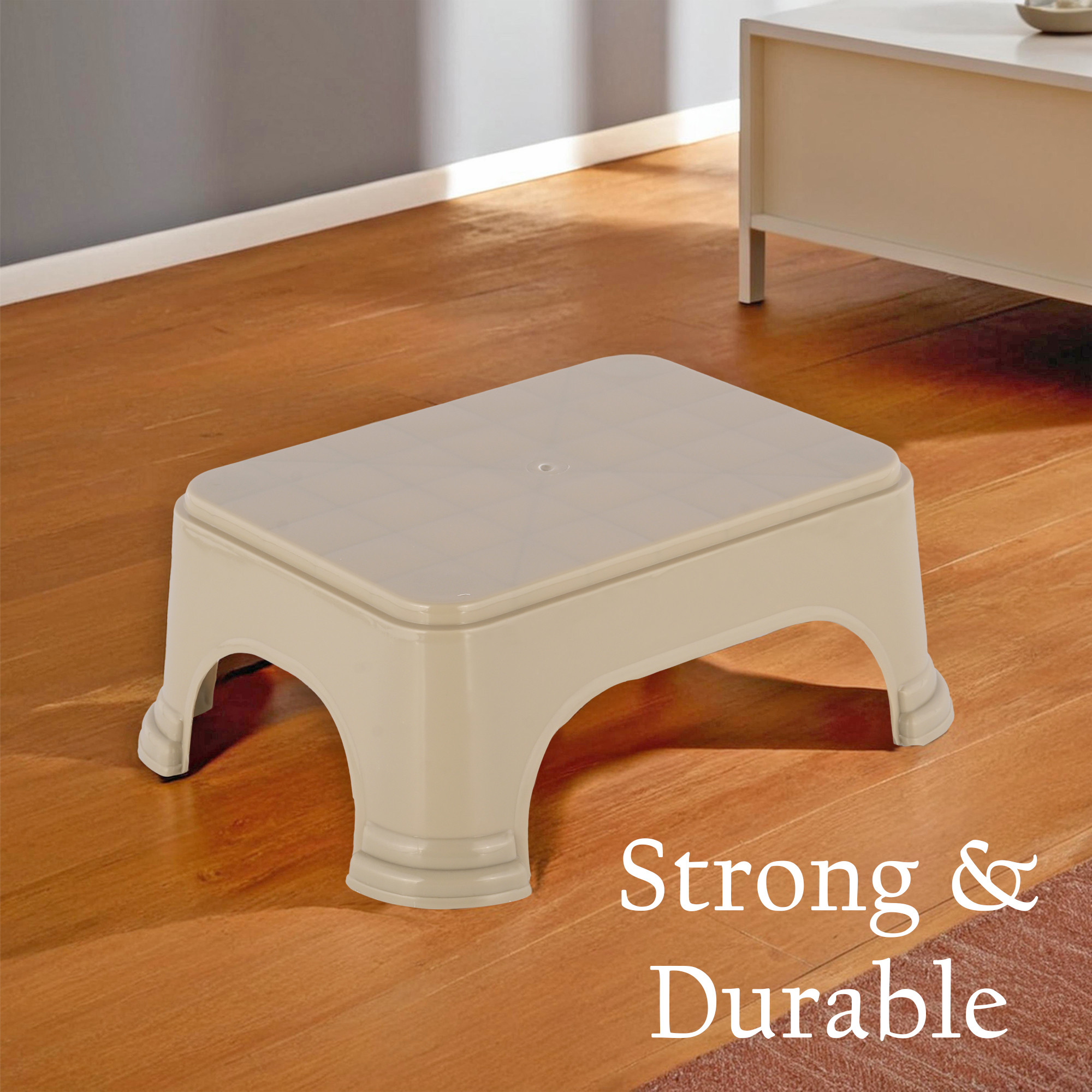 Kuber Industries Durable Bathroom Stool for Bathing  Comfortable Indoor Machiya for Sitting  Senior Citizens Bath Stool  Adults Patla Chair for Home  Plain P6 - Beige